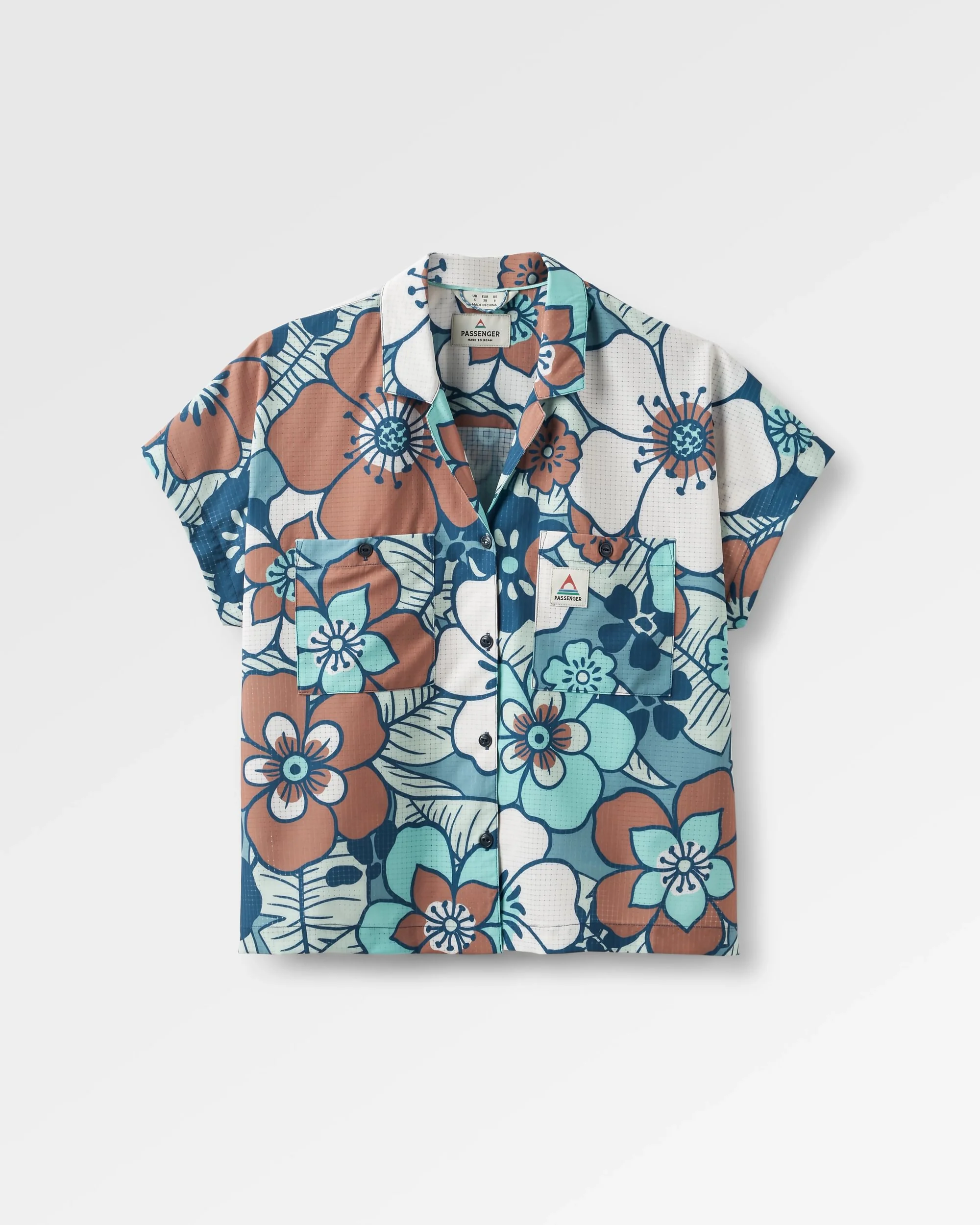 365 Active Boxy Shirt - Vintage Floral Aqua - Image 2