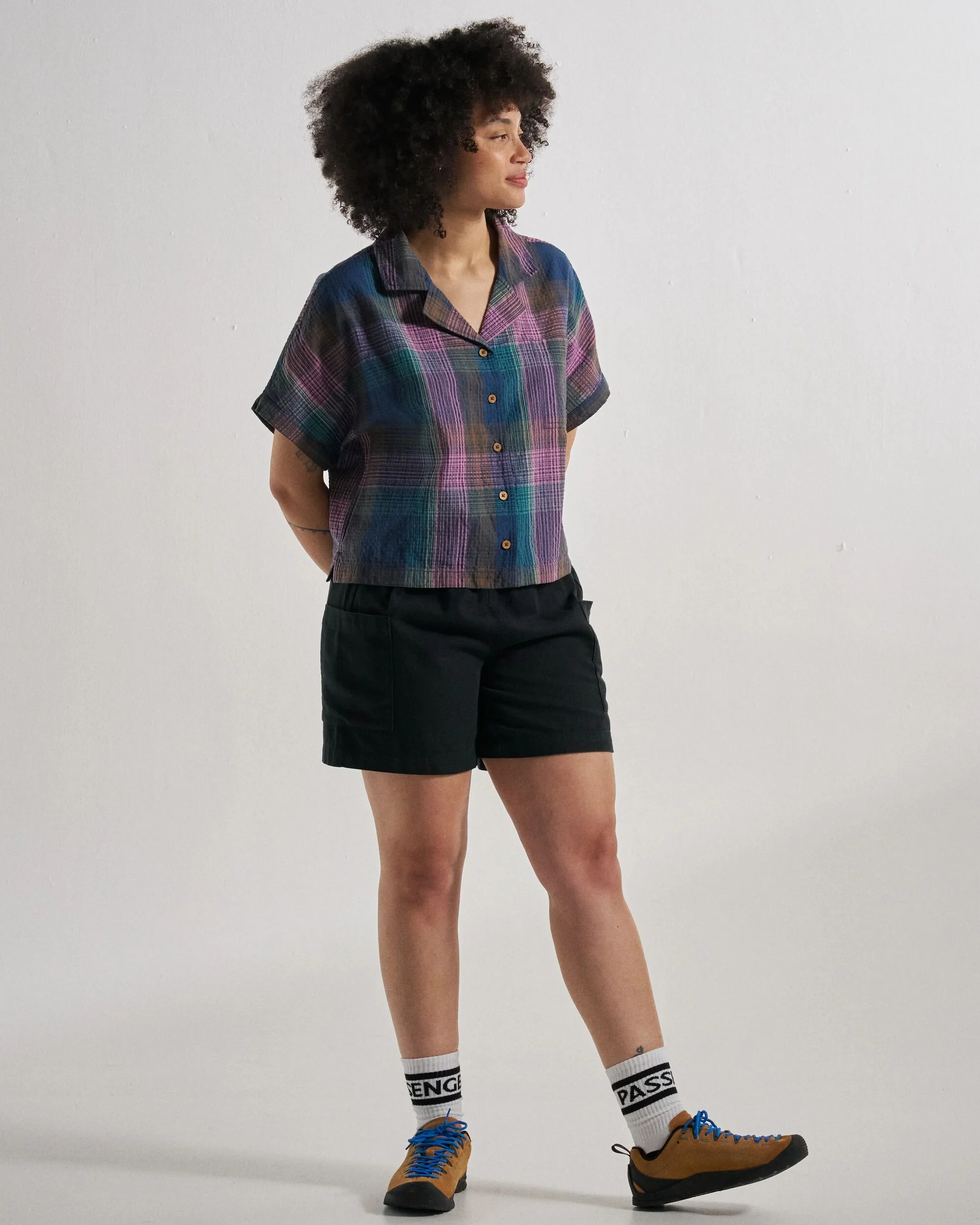 Arden Short Sleeve Shirt - Rich Navy Multi Check - Image 5