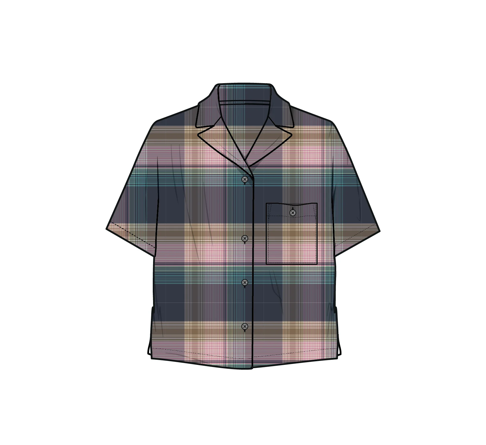 Arden Short Sleeve Shirt - Rich Navy Multi Check - Image 9