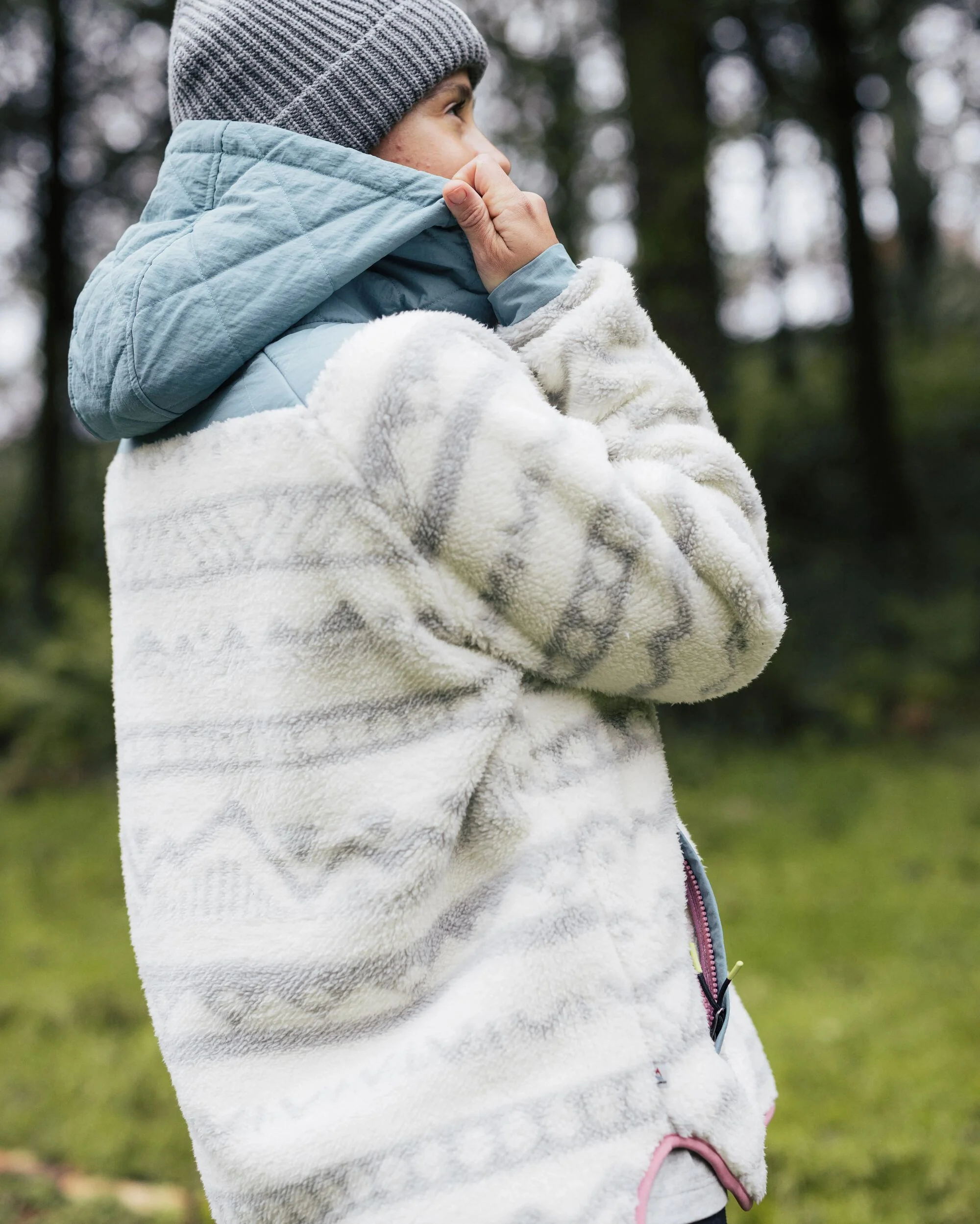Beaumont Sherpa Hooded Fleece - Mountain Geo Vintage White - Image 8