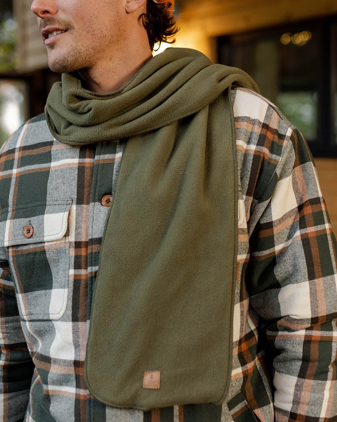 Campfire Polar Fleece Scarf - Khaki - Image 5