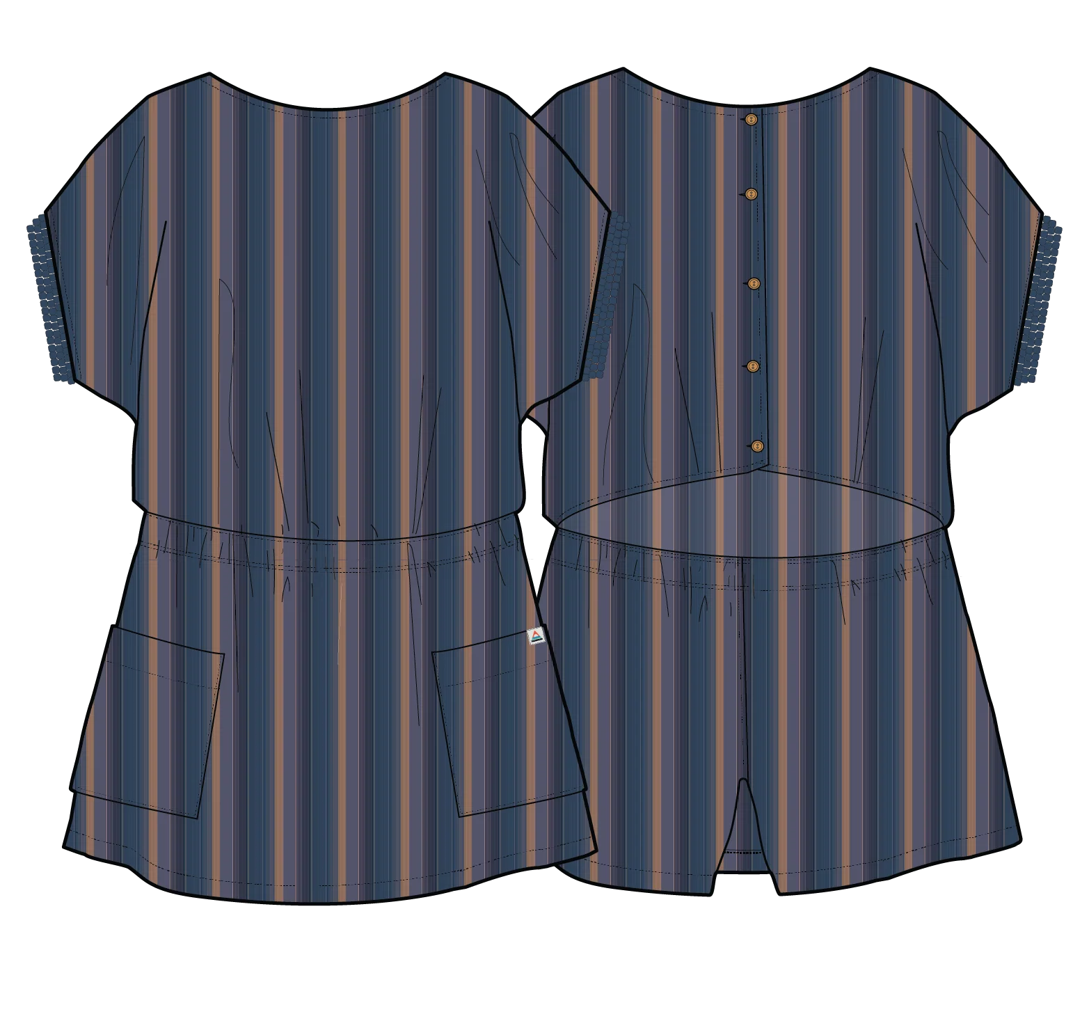 Clarity Short Skort Dress - Dark Denim Multi Stripe - Image 6