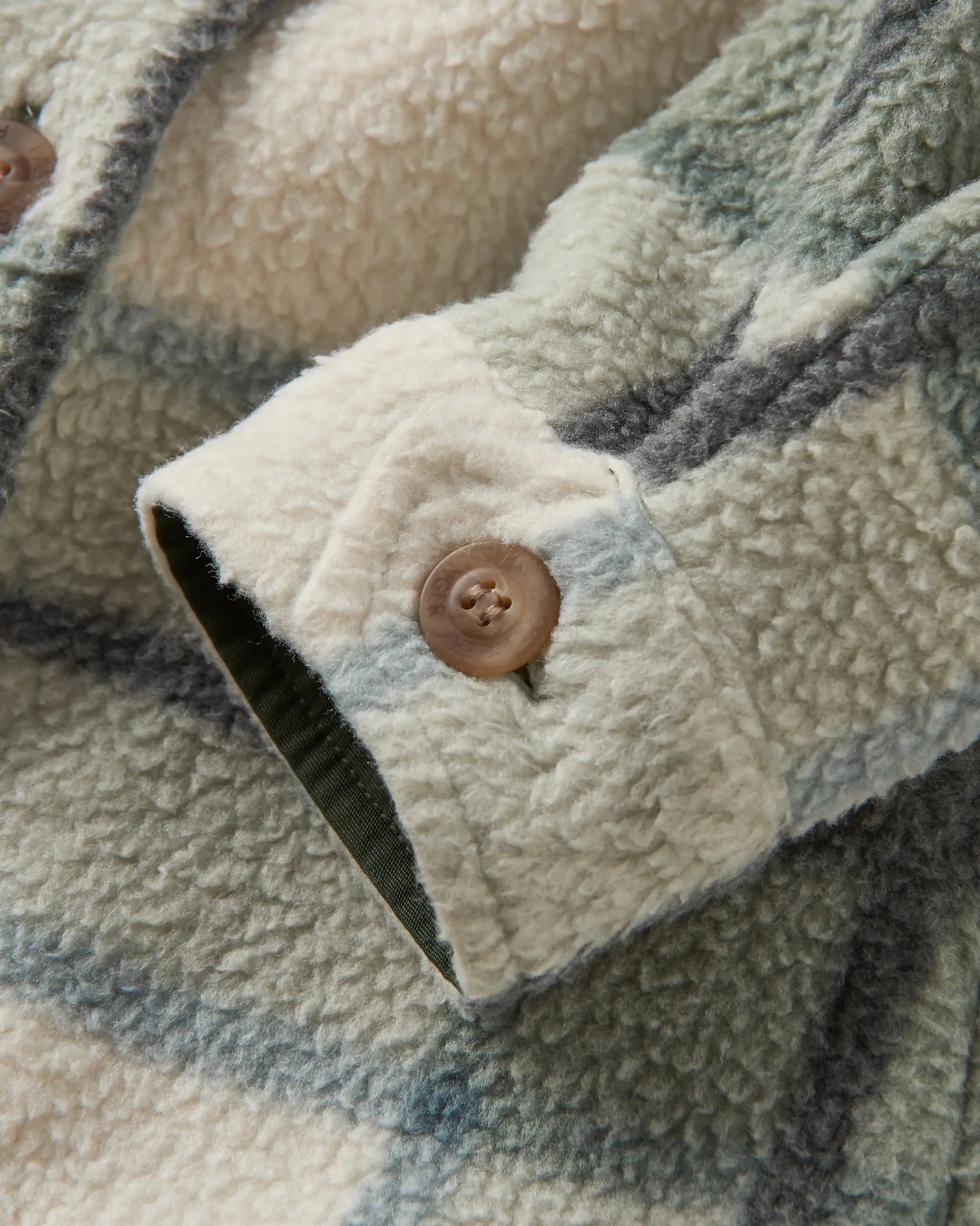Cloudy Sherpa Fleece Shirt - Pistachio Check - Image 7