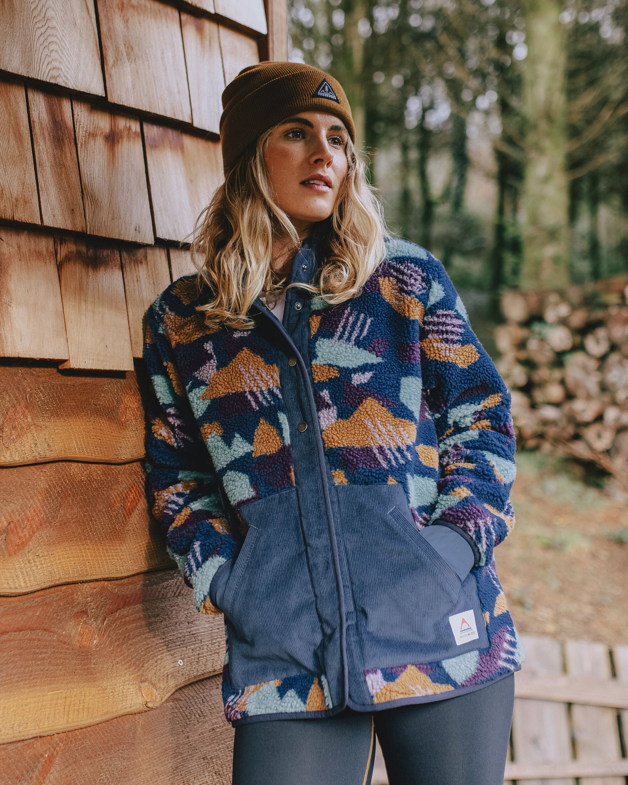 Clover Sherpa Fleece - Deep Blue Camo Pattern - Image 4