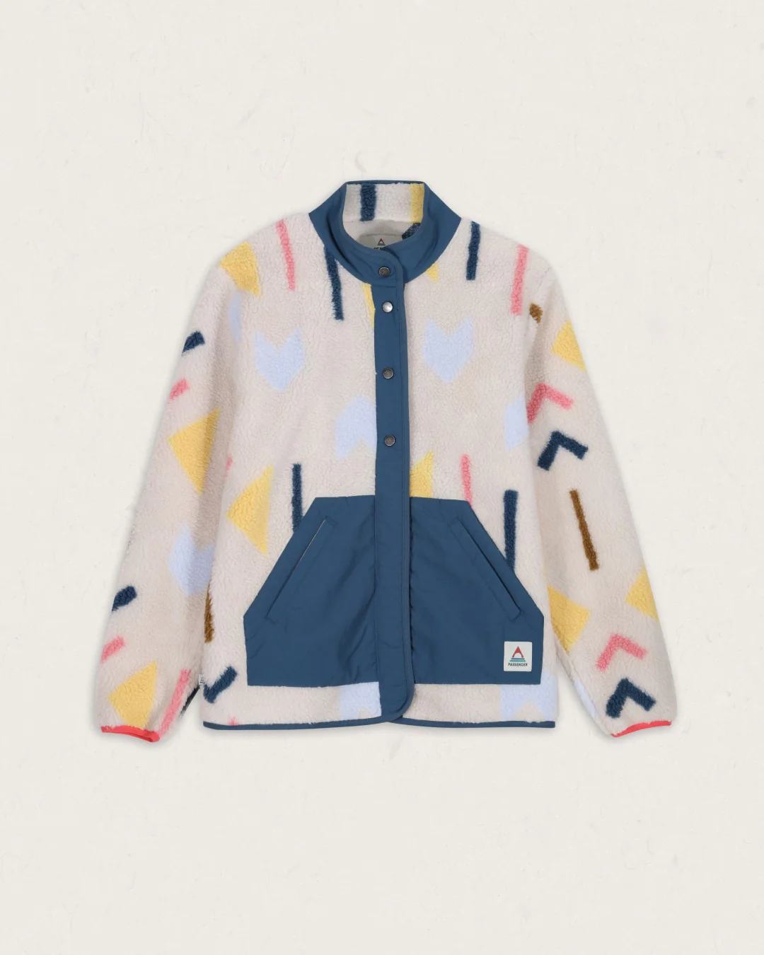 Clover Deep-Pile Sherpa Fleece - Off White Geo - Image 3