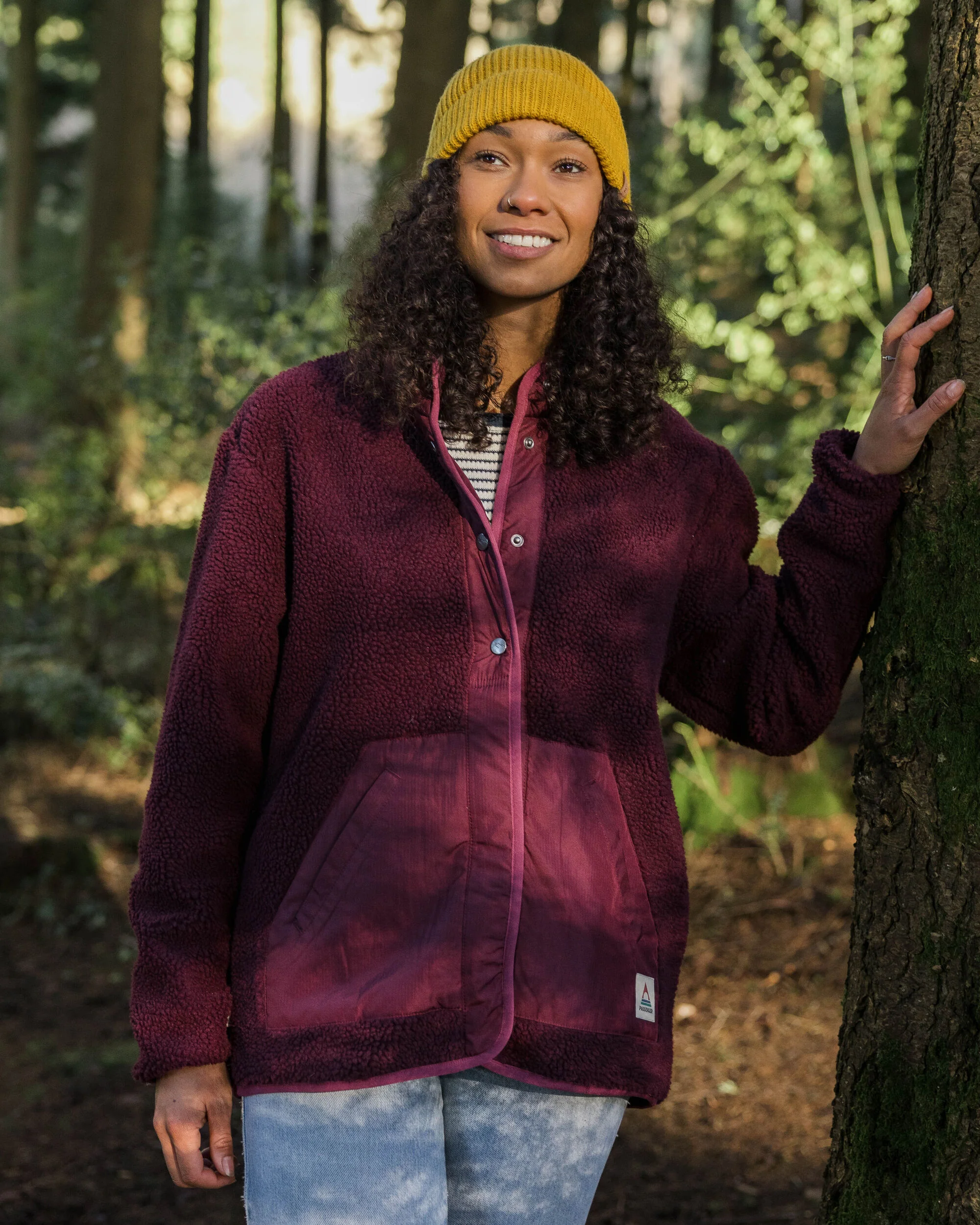 Clover Deep-Pile Sherpa Fleece - Wine - Image 6
