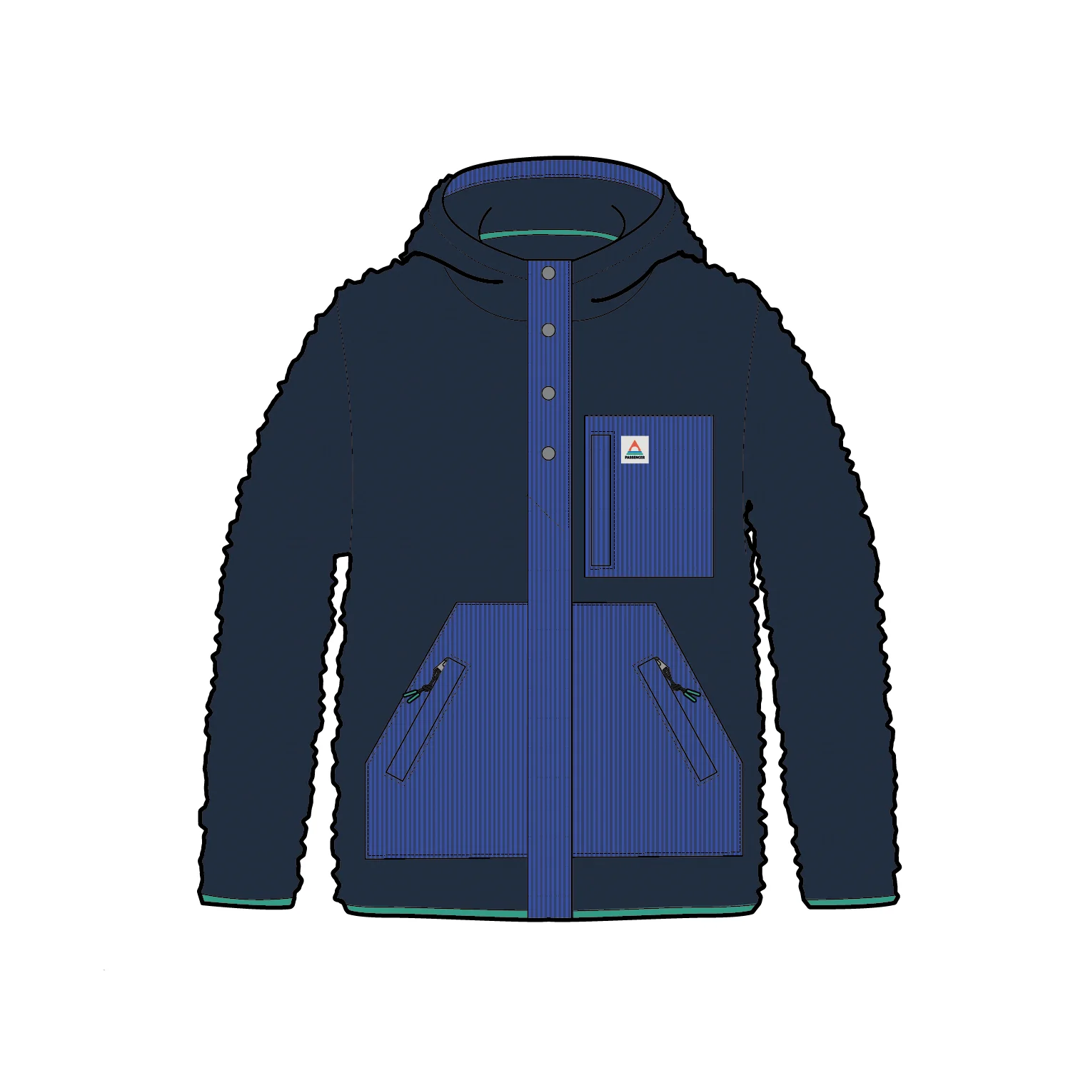 Clover Sherpa Hooded Fleece - Rich Navy - Image 5