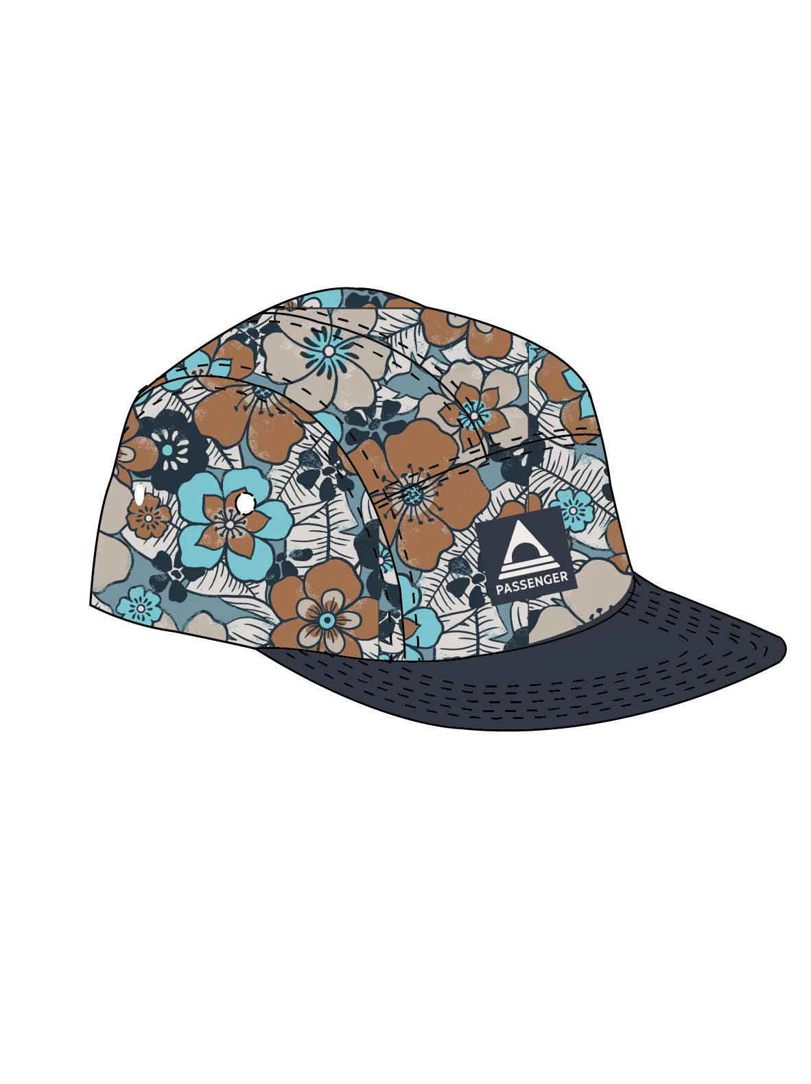 Coast 5 Panel Cap - Vintage Floral Aqua - Image 6
