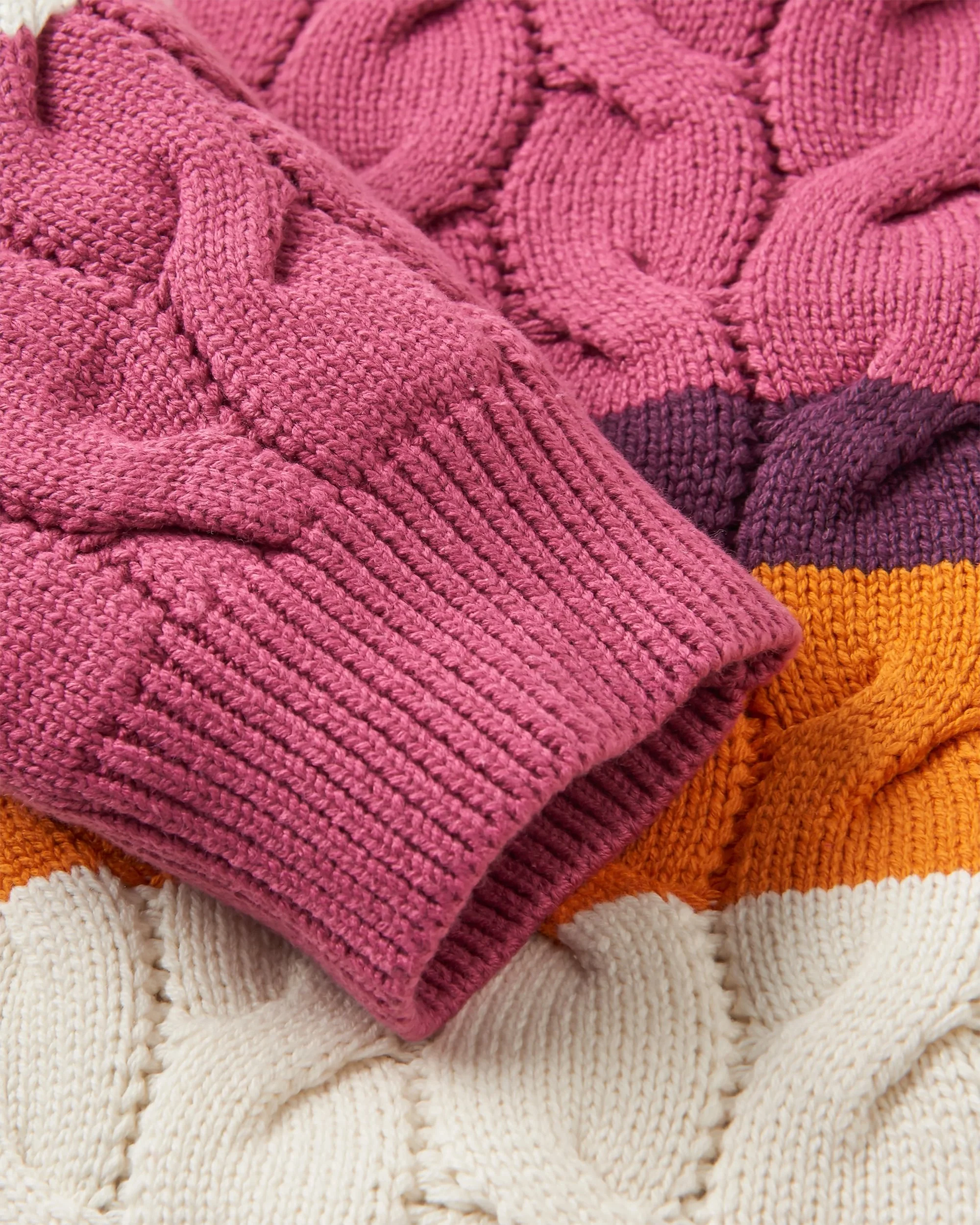 Comfort Organic Cotton Knitted Jumper - Rhubarb Multi Stripe - Image 8