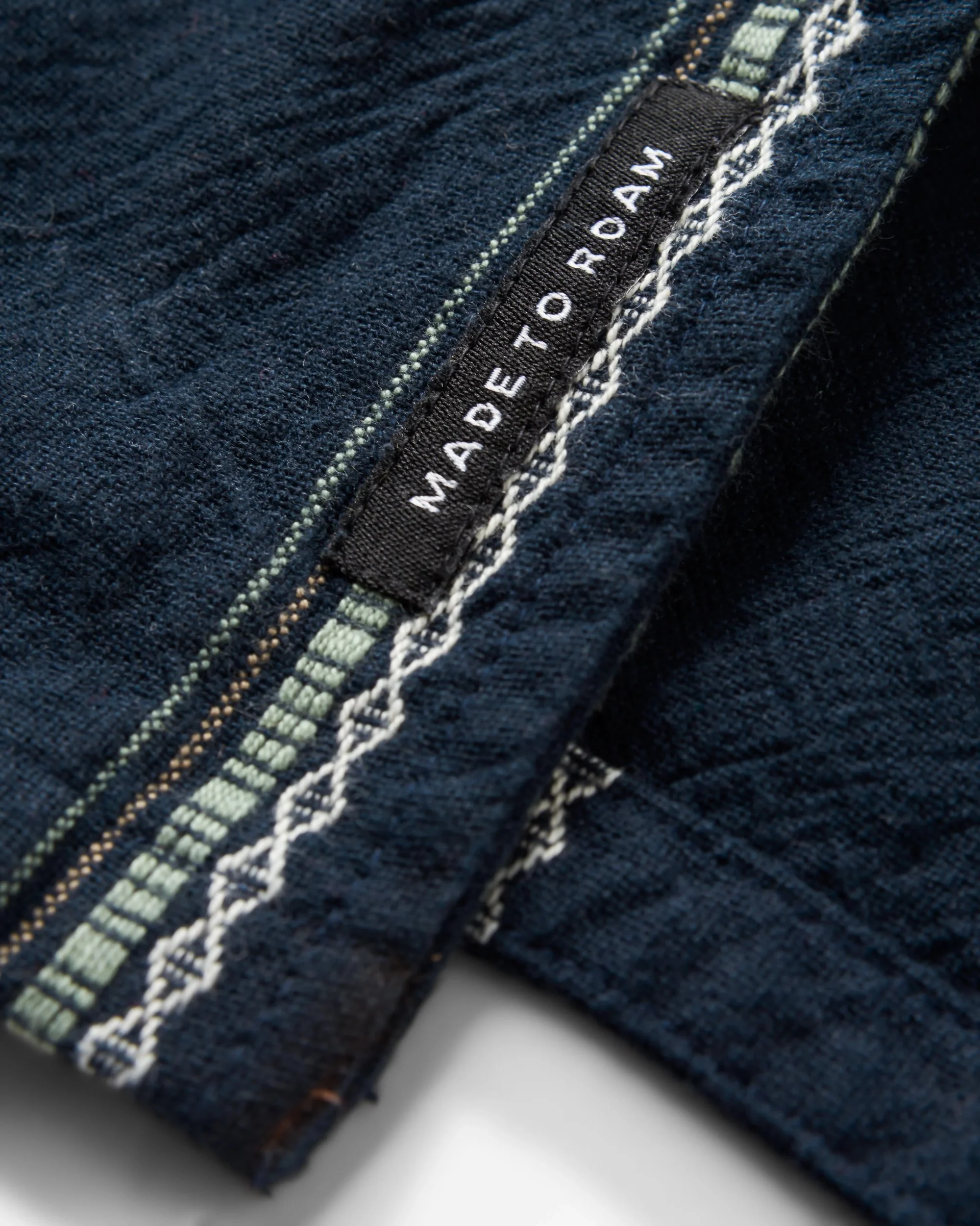 Cove Organic Cotton Short Sleeve Shirt - Deep Navy Jacquard Stripe - Image 8