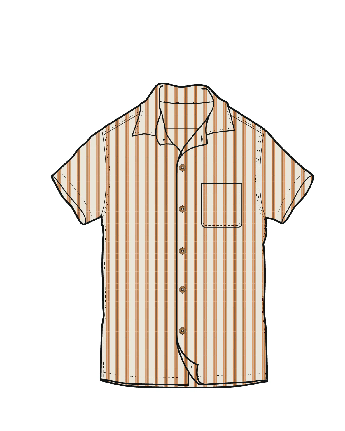 Cove Organic Cotton Textured Shirt - Sunset Orange Stripe - Image 10