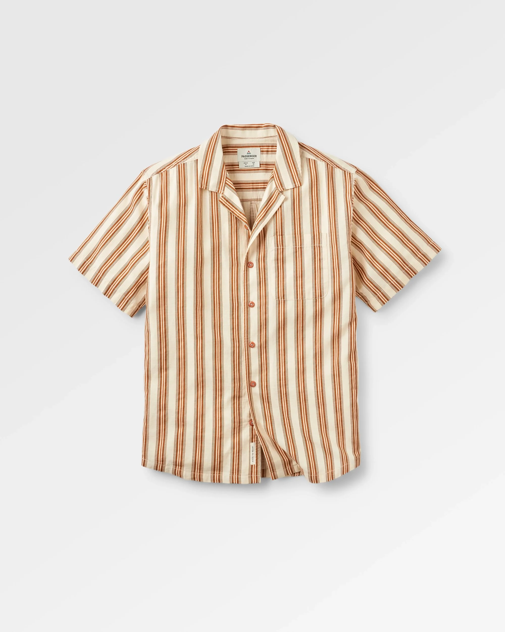 Cove Organic Cotton Textured Shirt - Sunset Orange Stripe - Image 2