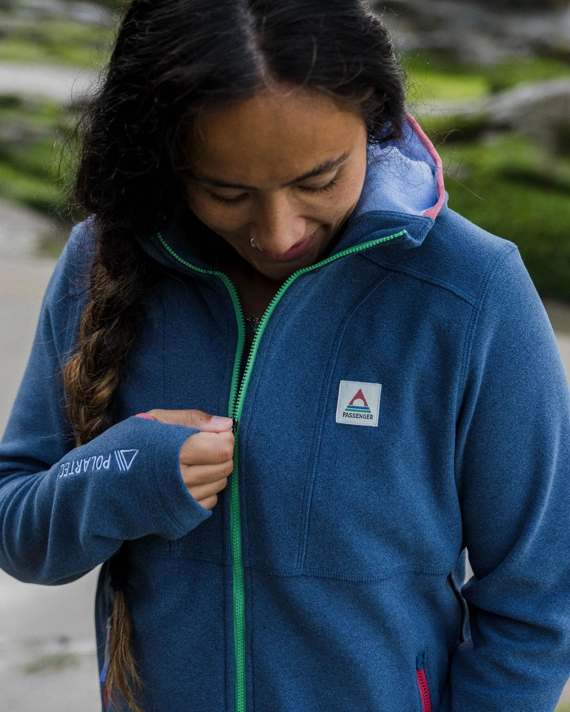 Crest Polartec® Fleece Hoodie - Dark Denim Marl - Image 3