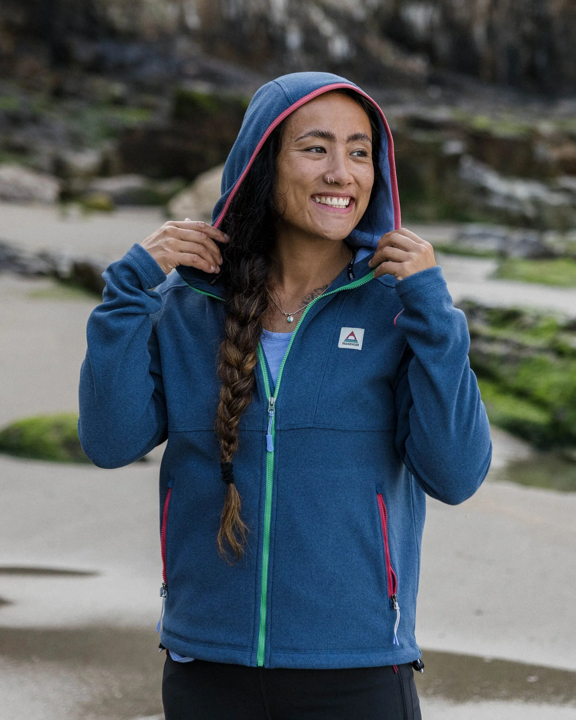 Crest Polartec® Fleece Hoodie - Dark Denim Marl - Image 5