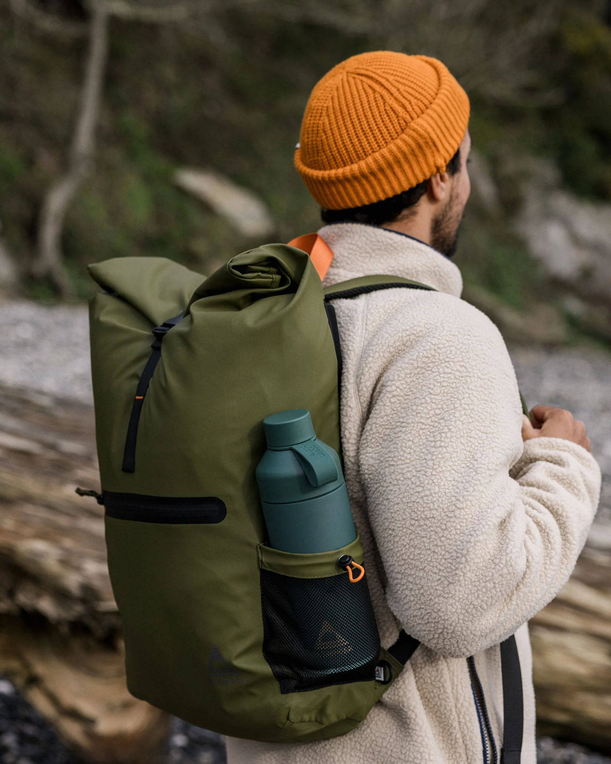 Crossing Roll Top Backpack - True Black/ Khaki - Image 6