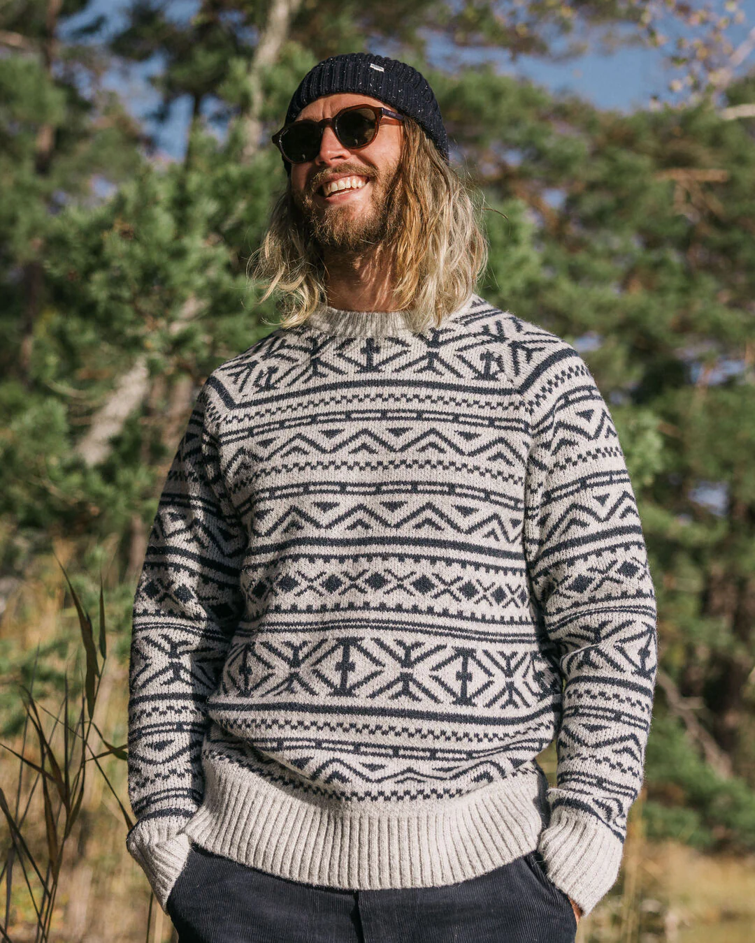 Cutback Fairisle Knitted Jumper - Grey Marl - Image 2