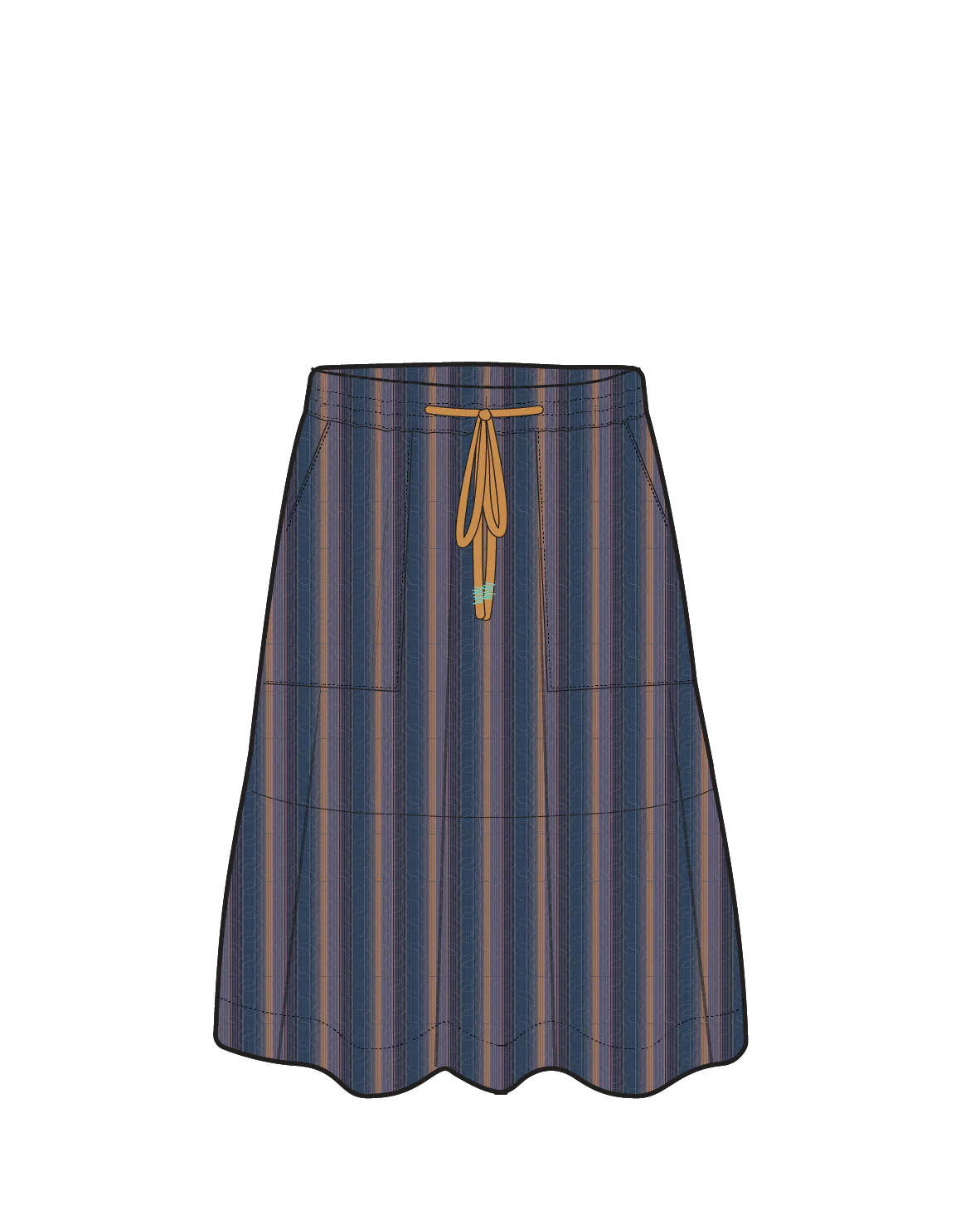 Dew EcoVero Woven Skirt - Dark Denim Multi Stripe - Image 6