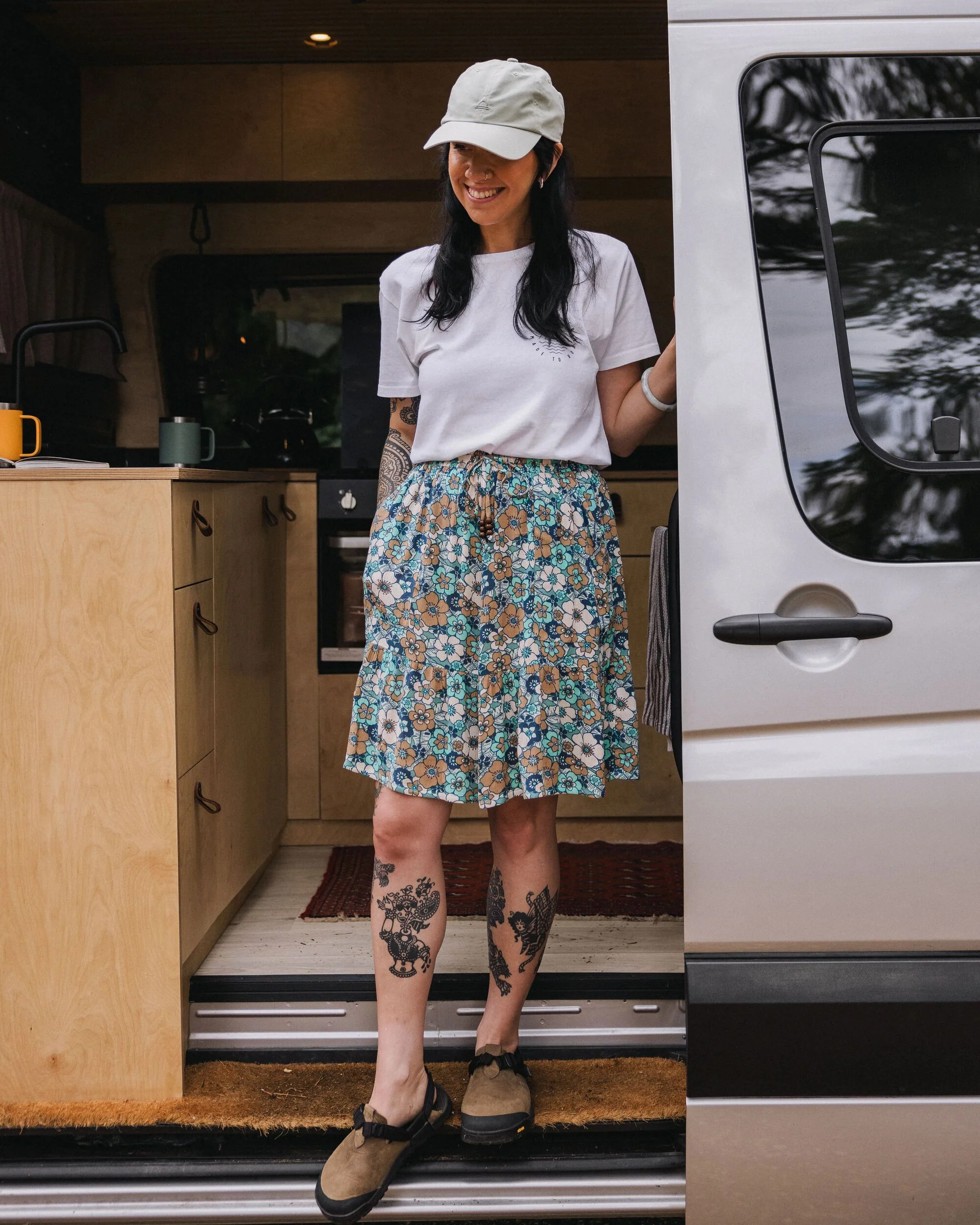 Dew EcoVero Woven Skirt - Vintage Floral Aqua - Image 3