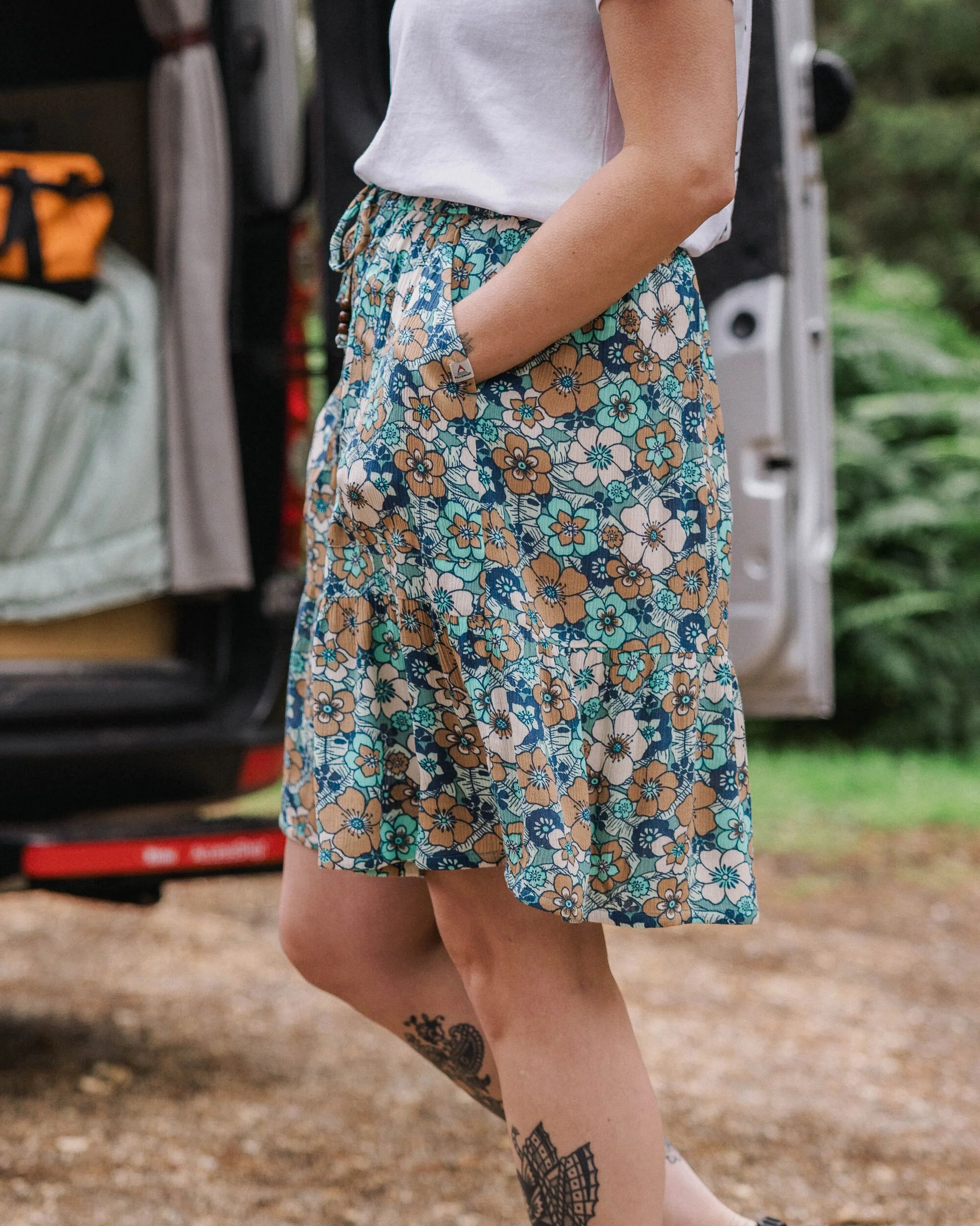 Dew EcoVero Woven Skirt - Vintage Floral Aqua - Image 4