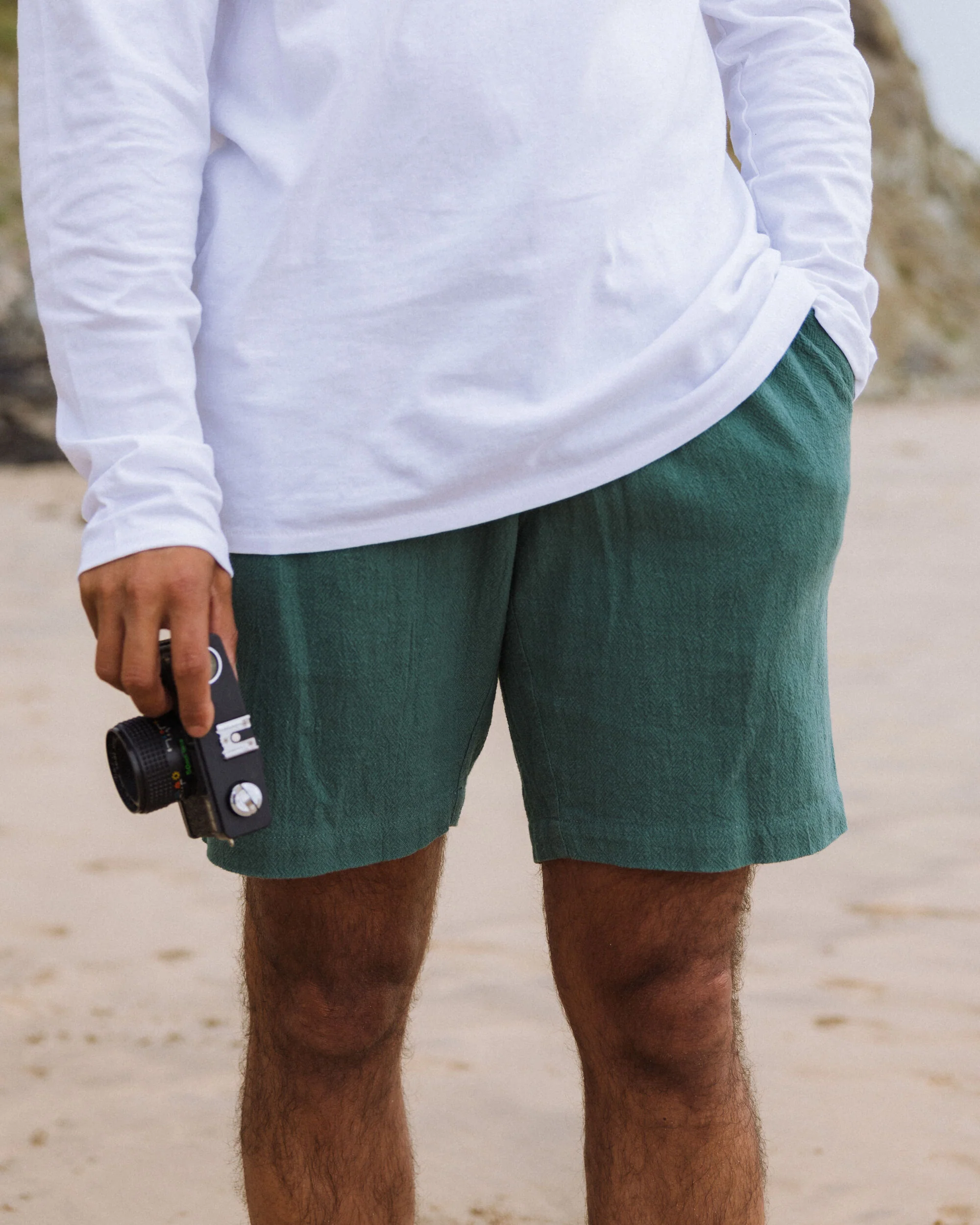 Drifter Cotton Linen Blend Short - Deep Ocean