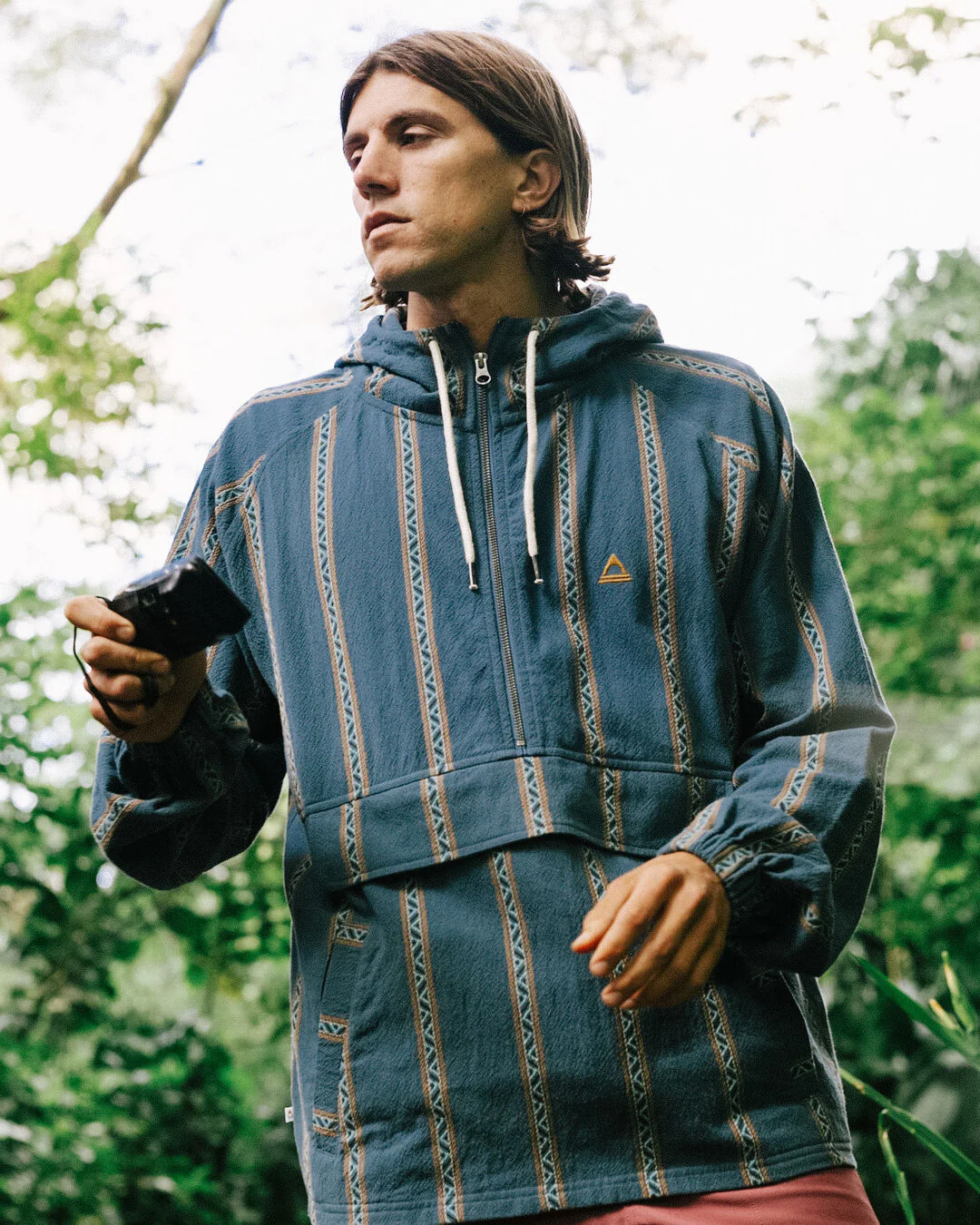 Dune 1/2 Zip Organic Cotton Hoodie - Mediterranean Geo Stripe - Image 5