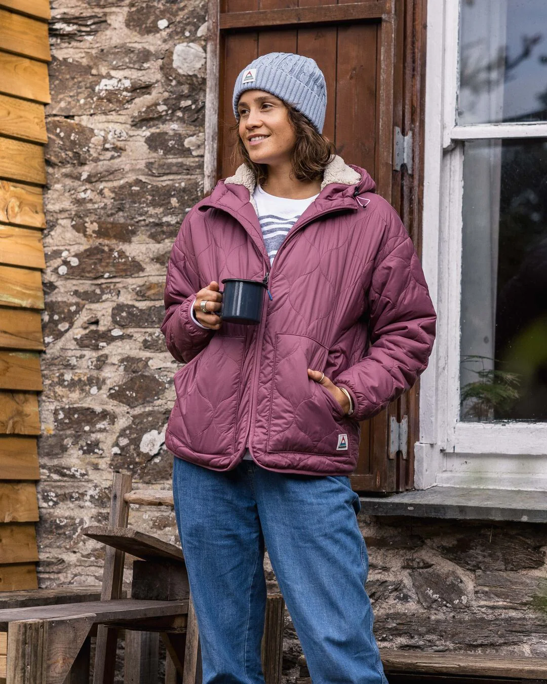 Earthy Sherpa Lined Insulated Jacket - Crushed Berry - Image 8