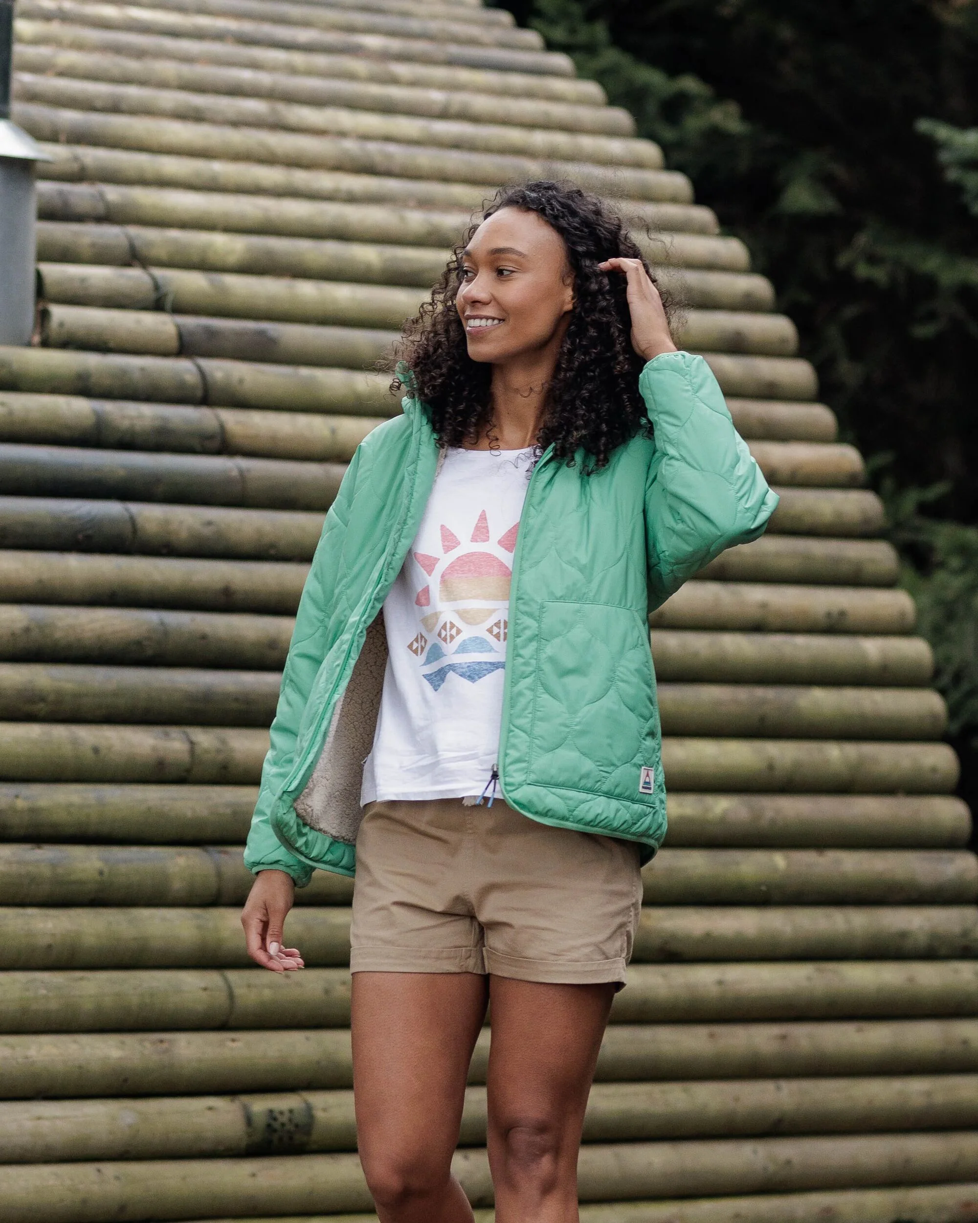 Earthy Sherpa Lined Insulated Jacket - Green Spruce - Image 3