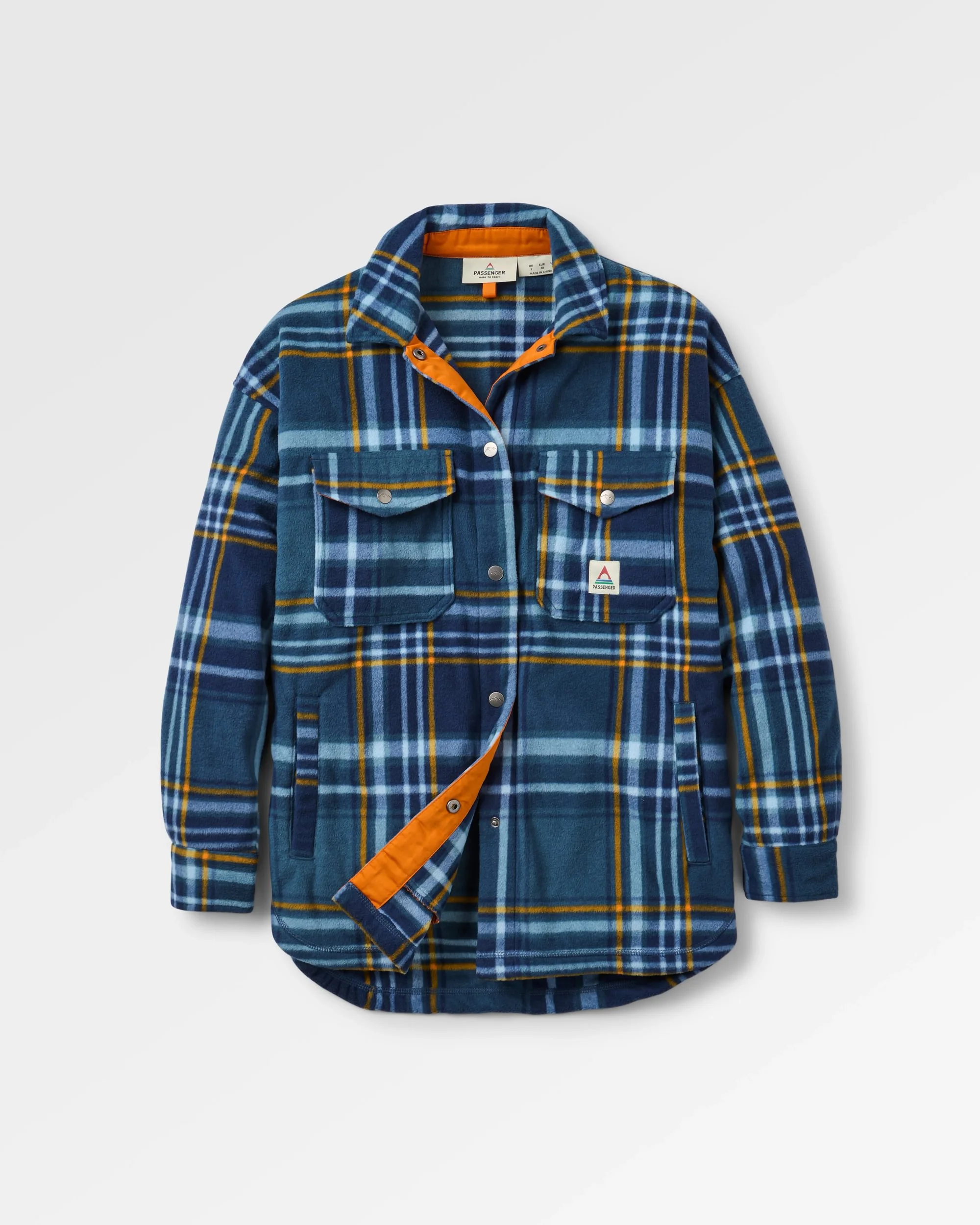 East Polar Fleece Shirt - Rich Navy/Faded Denim Check - Image 2