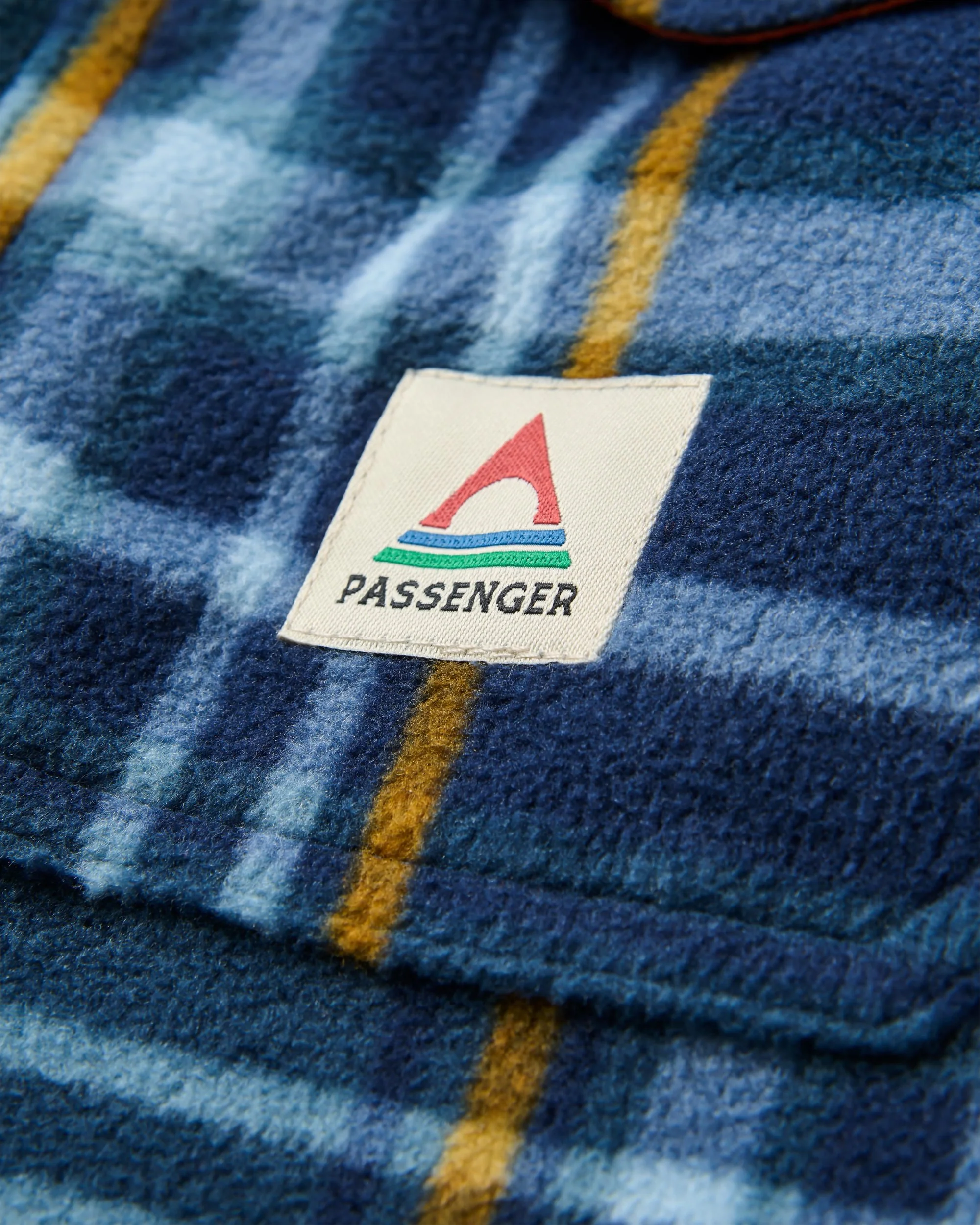 East Polar Fleece Shirt - Rich Navy/Faded Denim Check - Image 7