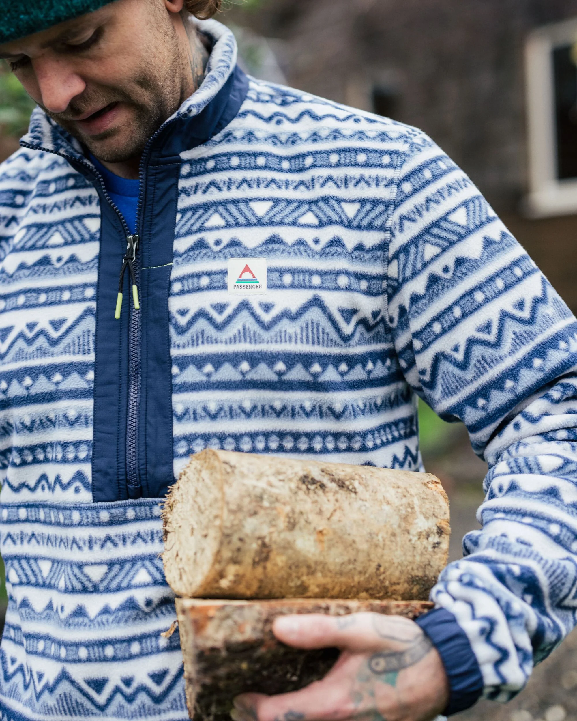Ebb Polar Fleece - Mountain Geo Grey Blue - Image 4