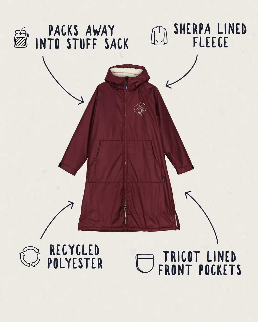 Escapism Sherpa Lined Changing Robe - Windsor Wine - Image 8