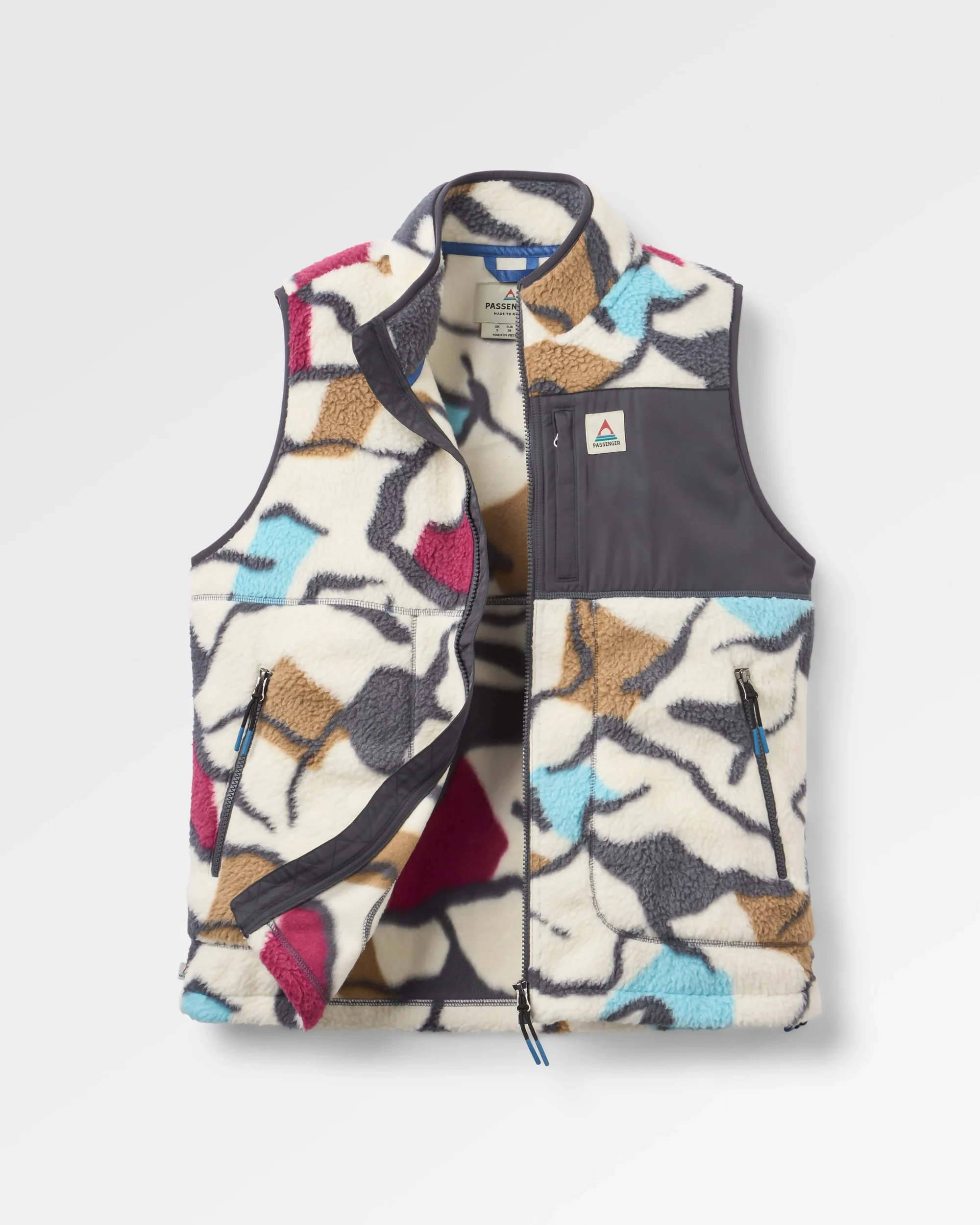 Fairbanks Sherpa Gilet - Abstract Trails Off White - Image 2