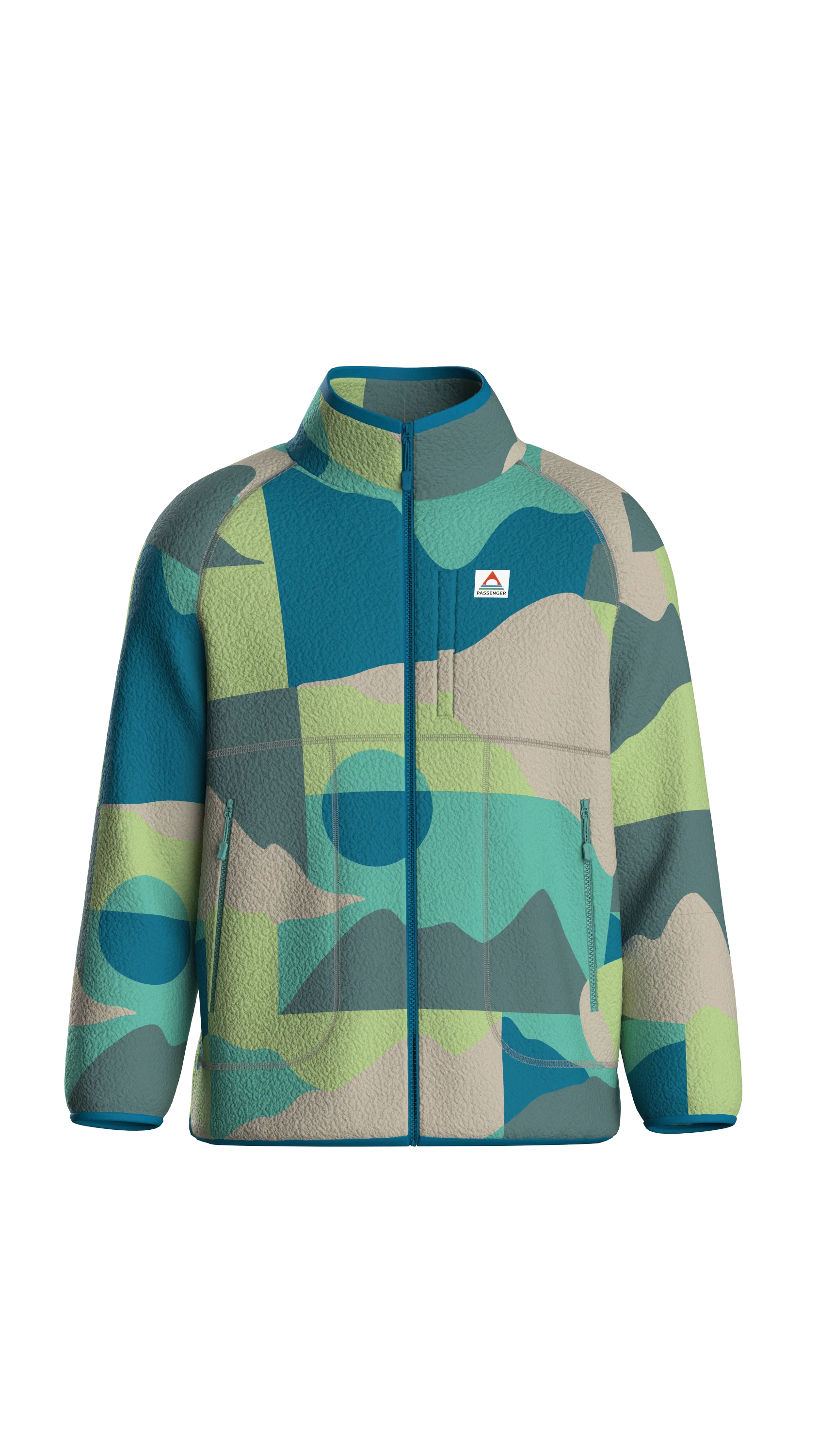Fairbanks Full Zip Sherpa Fleece - Vista Patchwork Aqua - Image 12