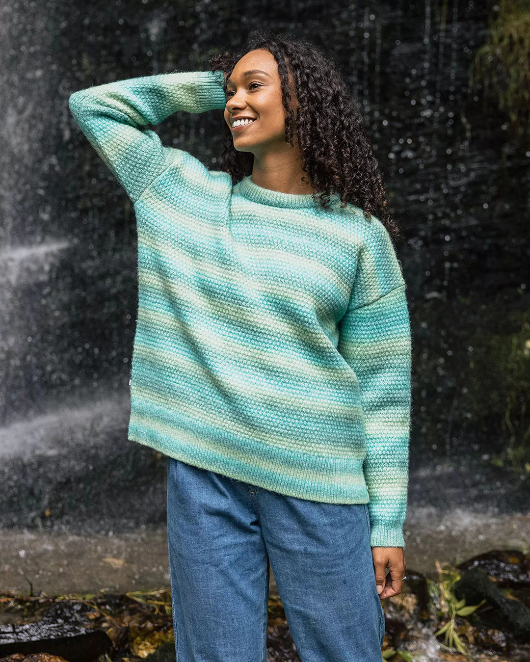Fika Knitted Jumper - Sea Blue Dip - Image 4