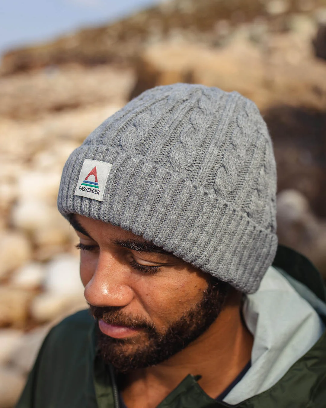 Fireside Cable Knit Beanie - Grey Marl - Image 6