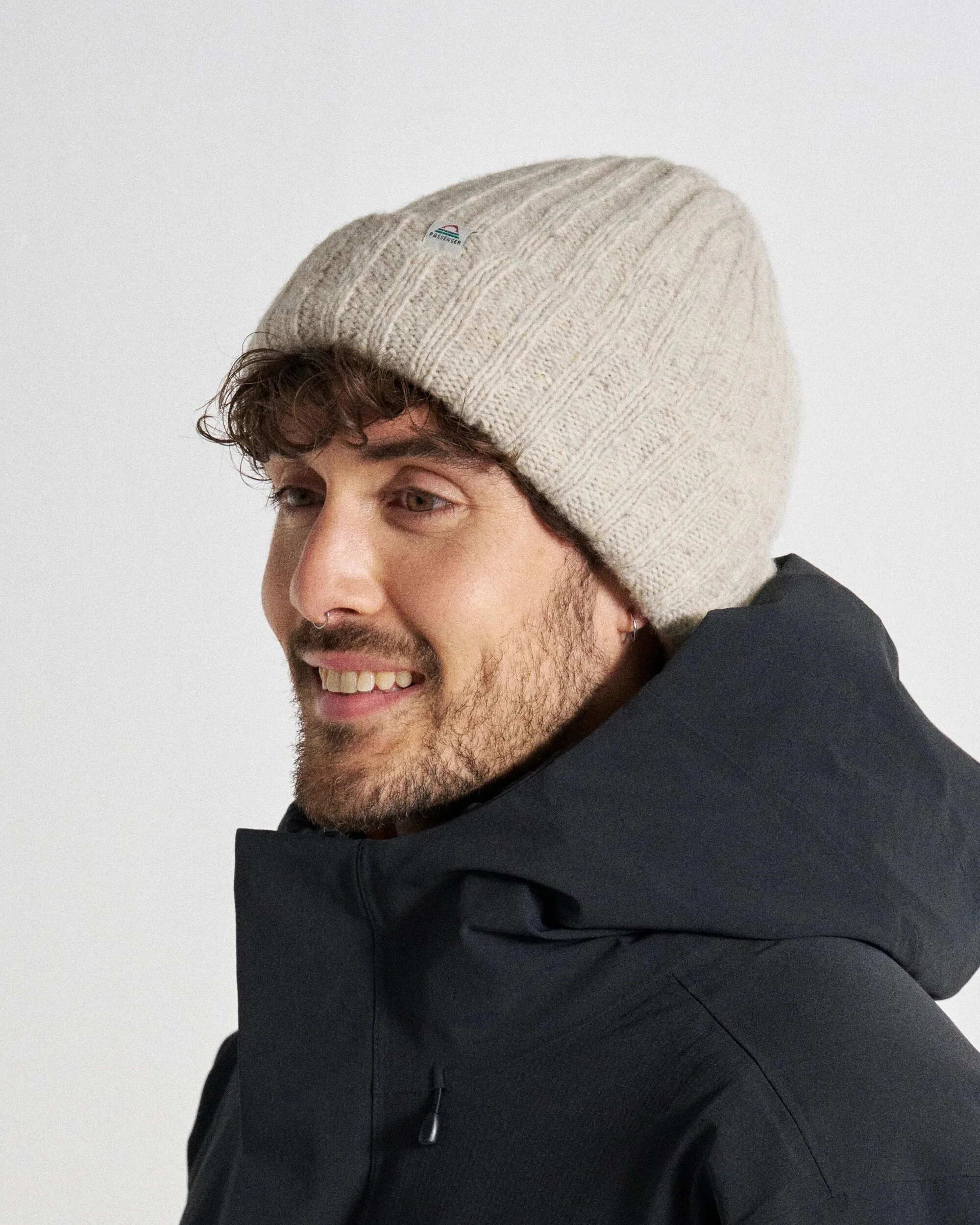Fisherman Merino Wool Beanie - Vintage White - Image 2