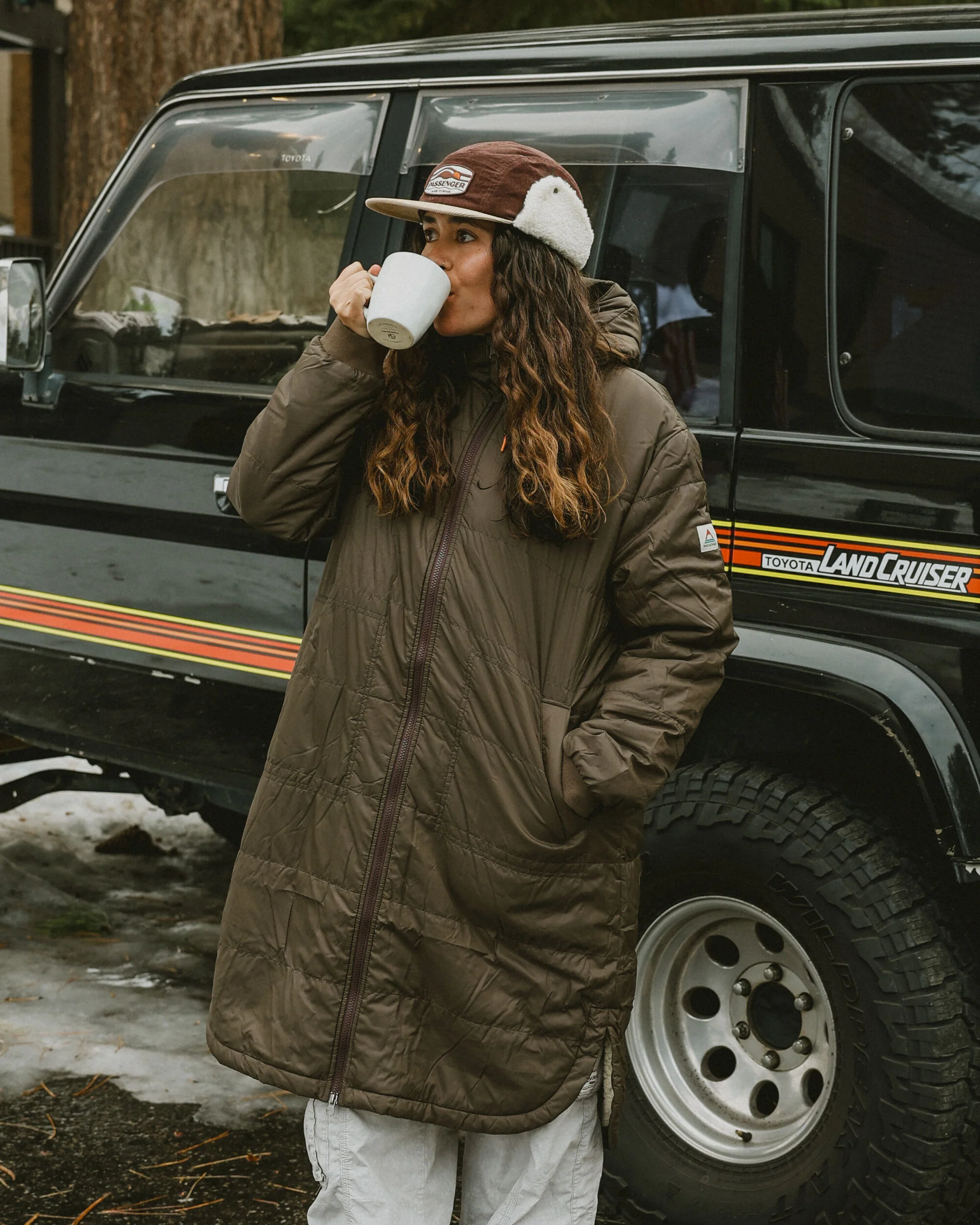Flora Sherpa Lined Parka - Coffee - Image 4