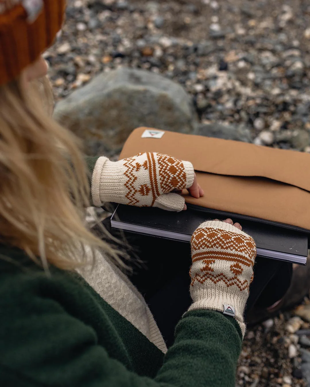 Flurry Fleece Lined Fingerless Mittens - Glazed Ginger - Image 4