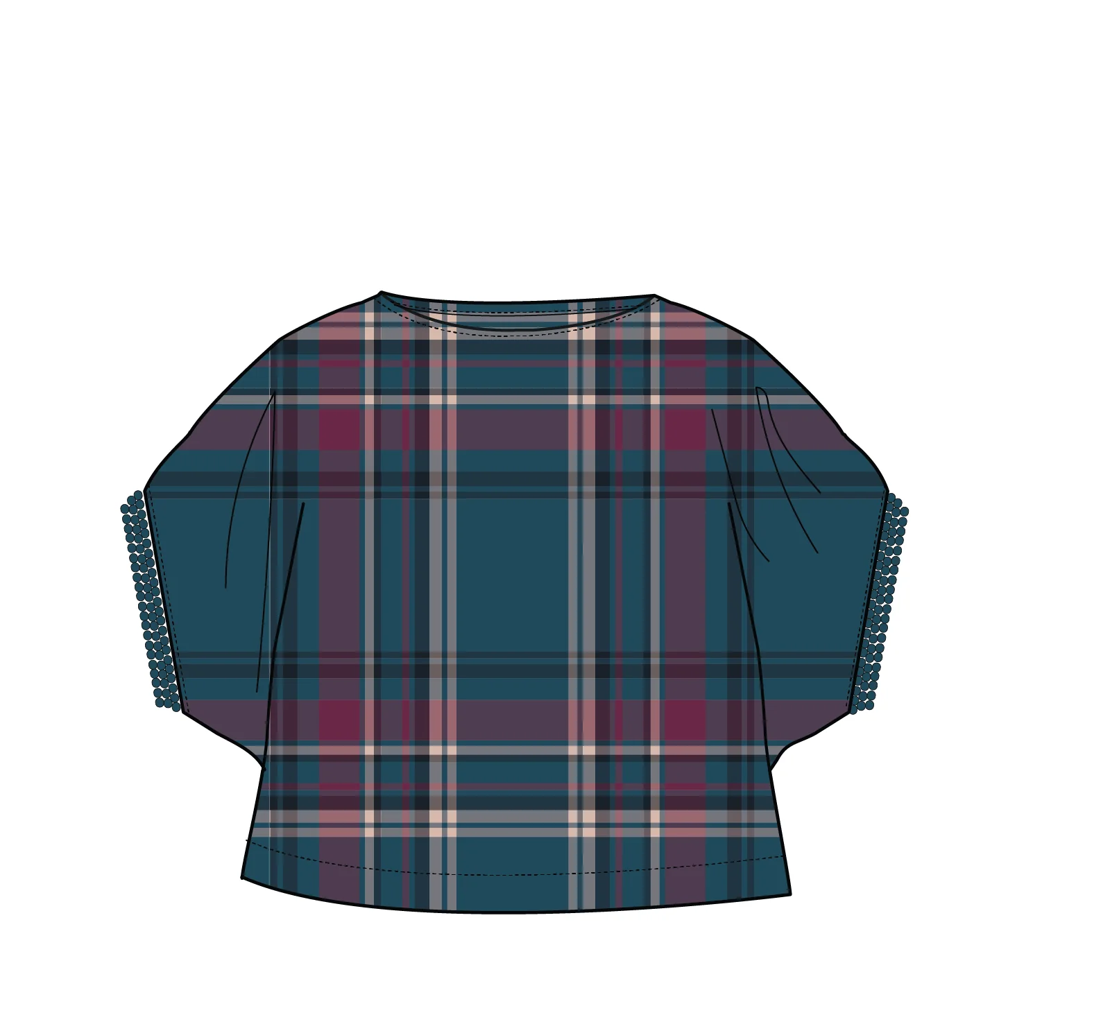 Flurry Woven Top - Tidal Blue/Wild Berry Check - Image 6