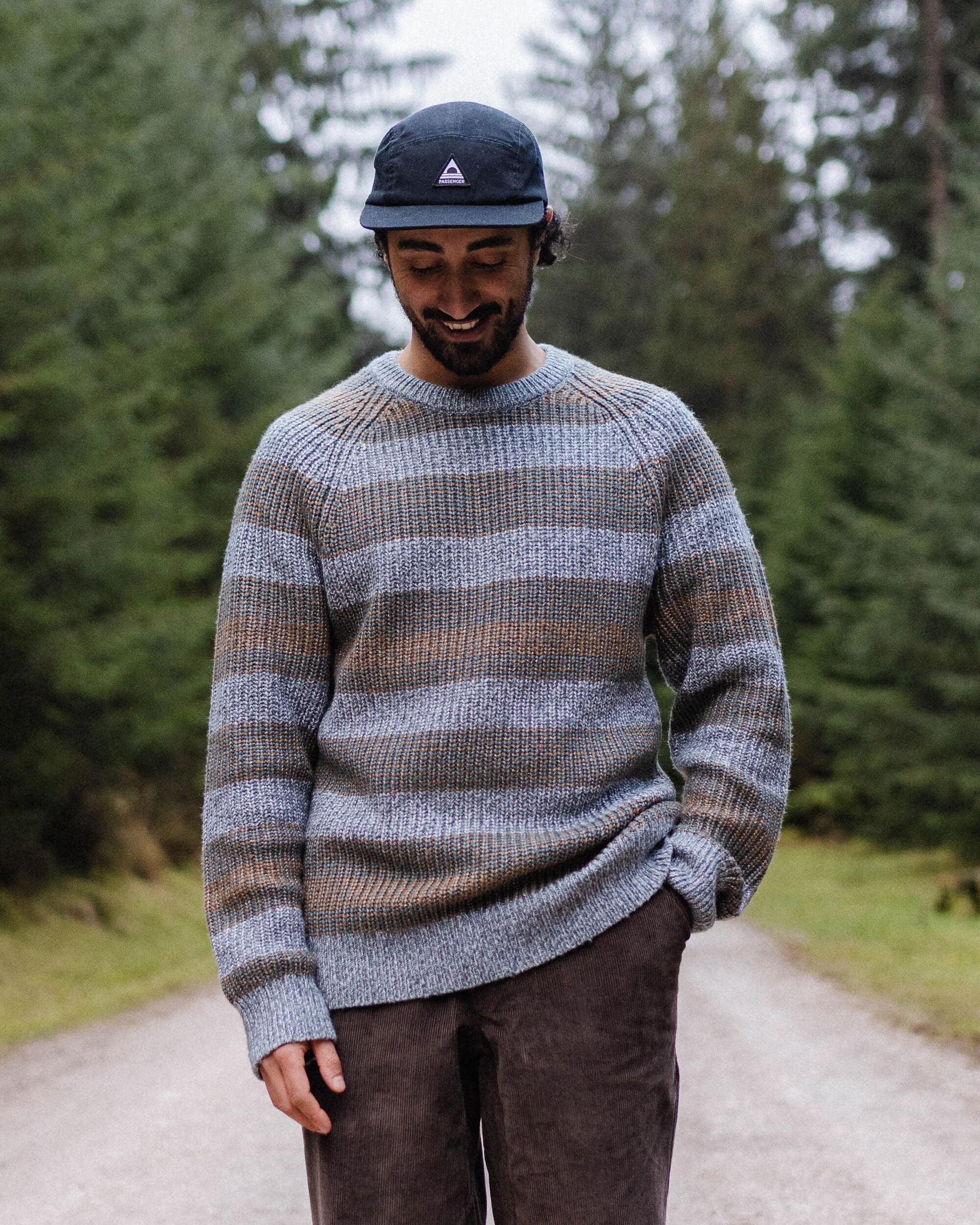Fog Knitted Jumper - Faded Denim Multi Stripe - Image 3