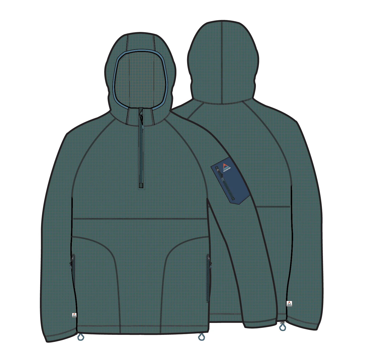 Forestscape Grid Fleece Hoodie - Deep Ocean - Image 11