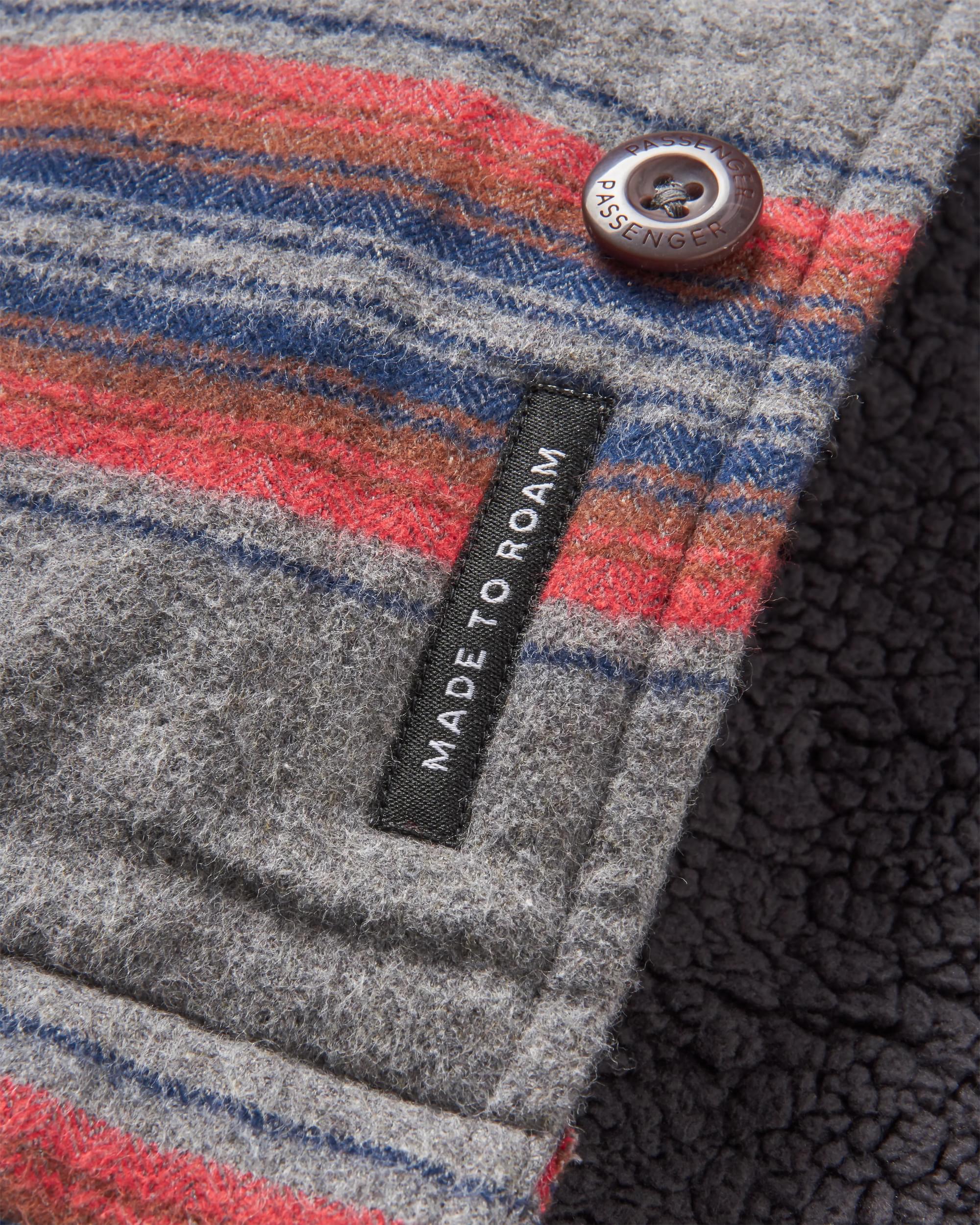 Freestyle Sherpa-Lined Overshirt - Grey Marl Stripe - Image 5