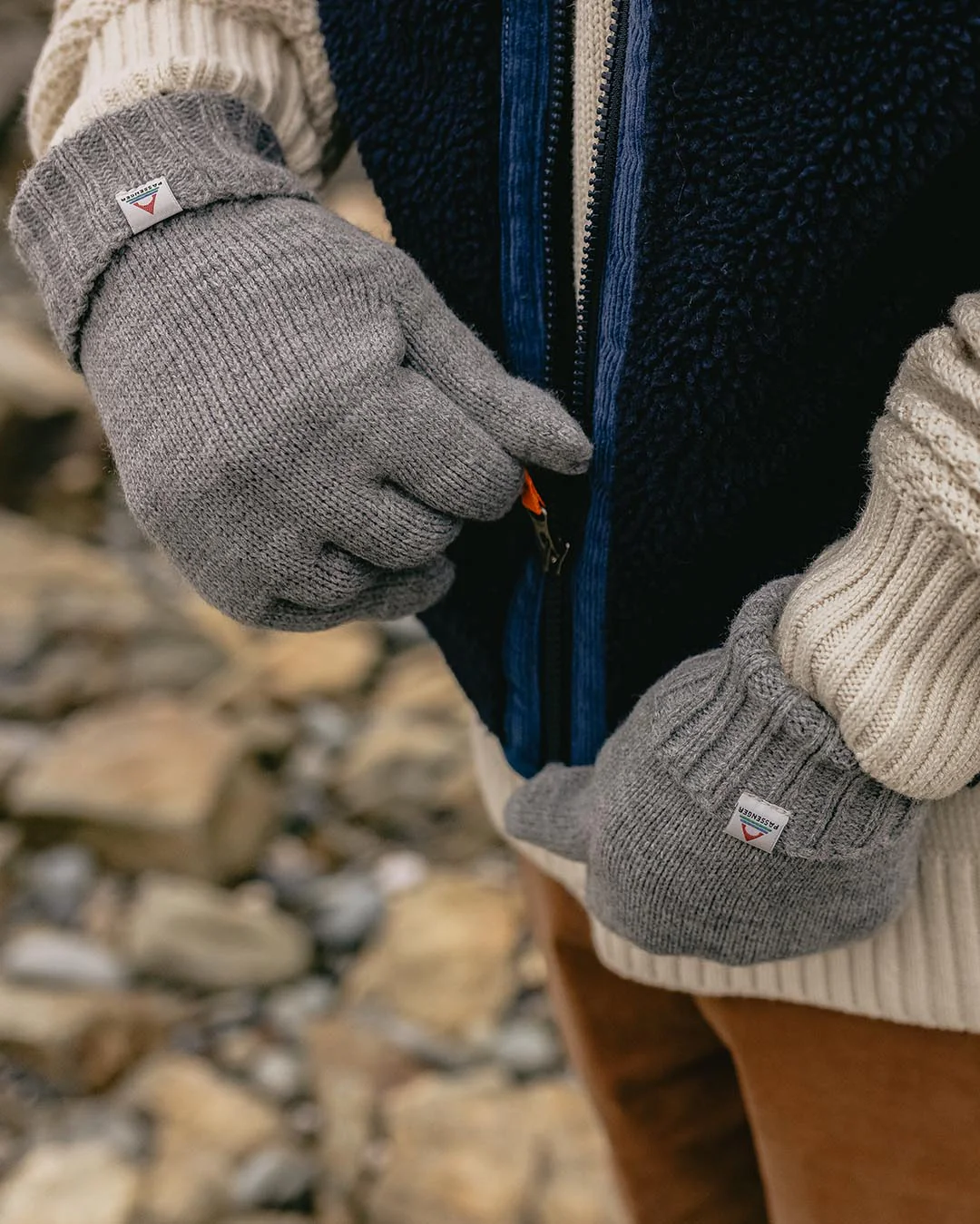 Gale Acrylic Knitted Gloves - Flecked Grey Marl - Image 5