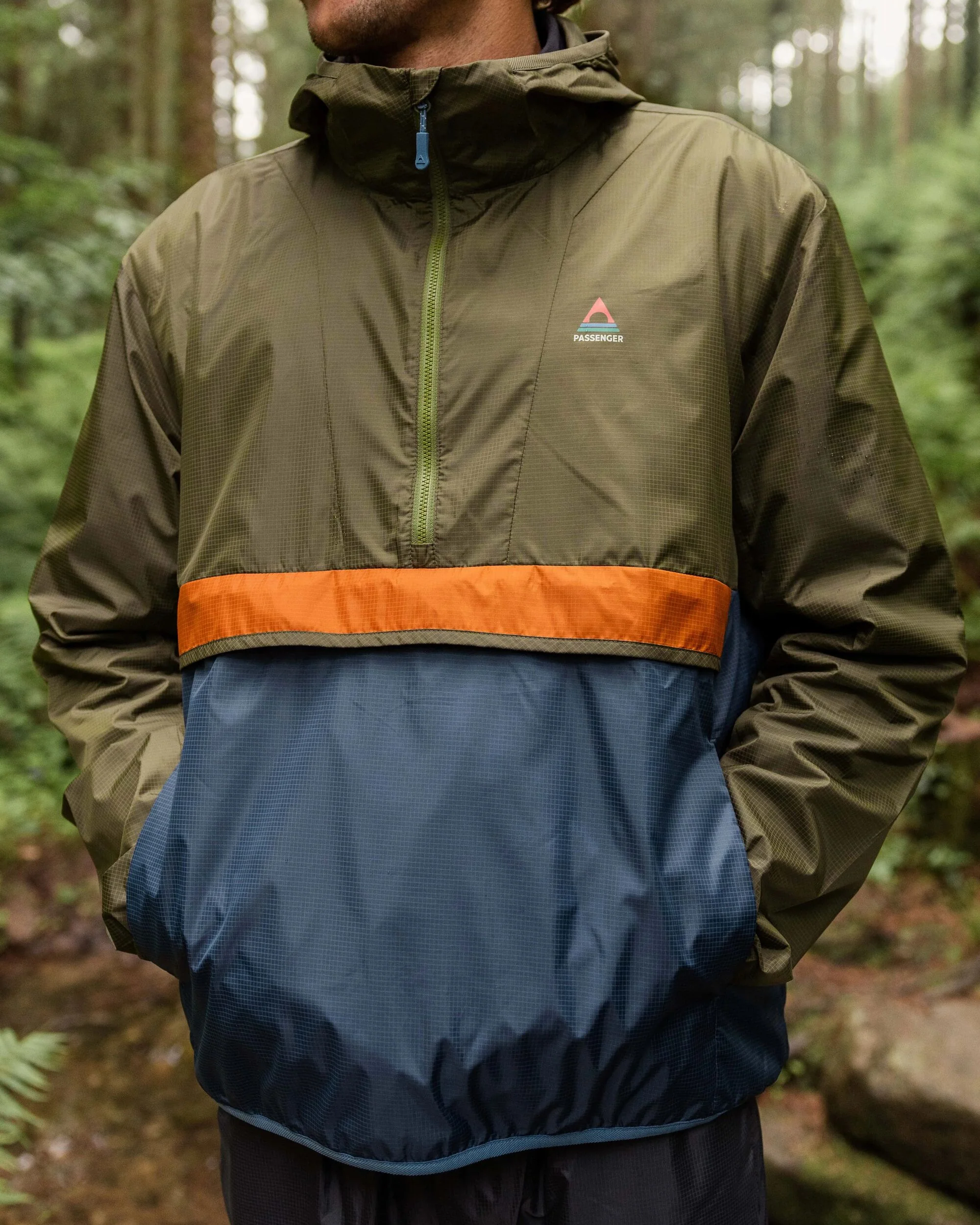 Gusto Windshell Anorak - Khaki/Dark Denim - Image 4