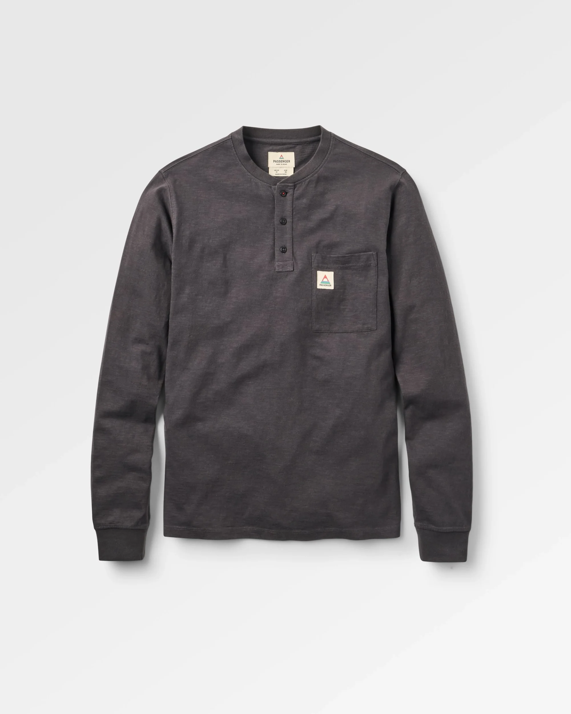 Headland LS Slub Henley - Faded Black - Image 2