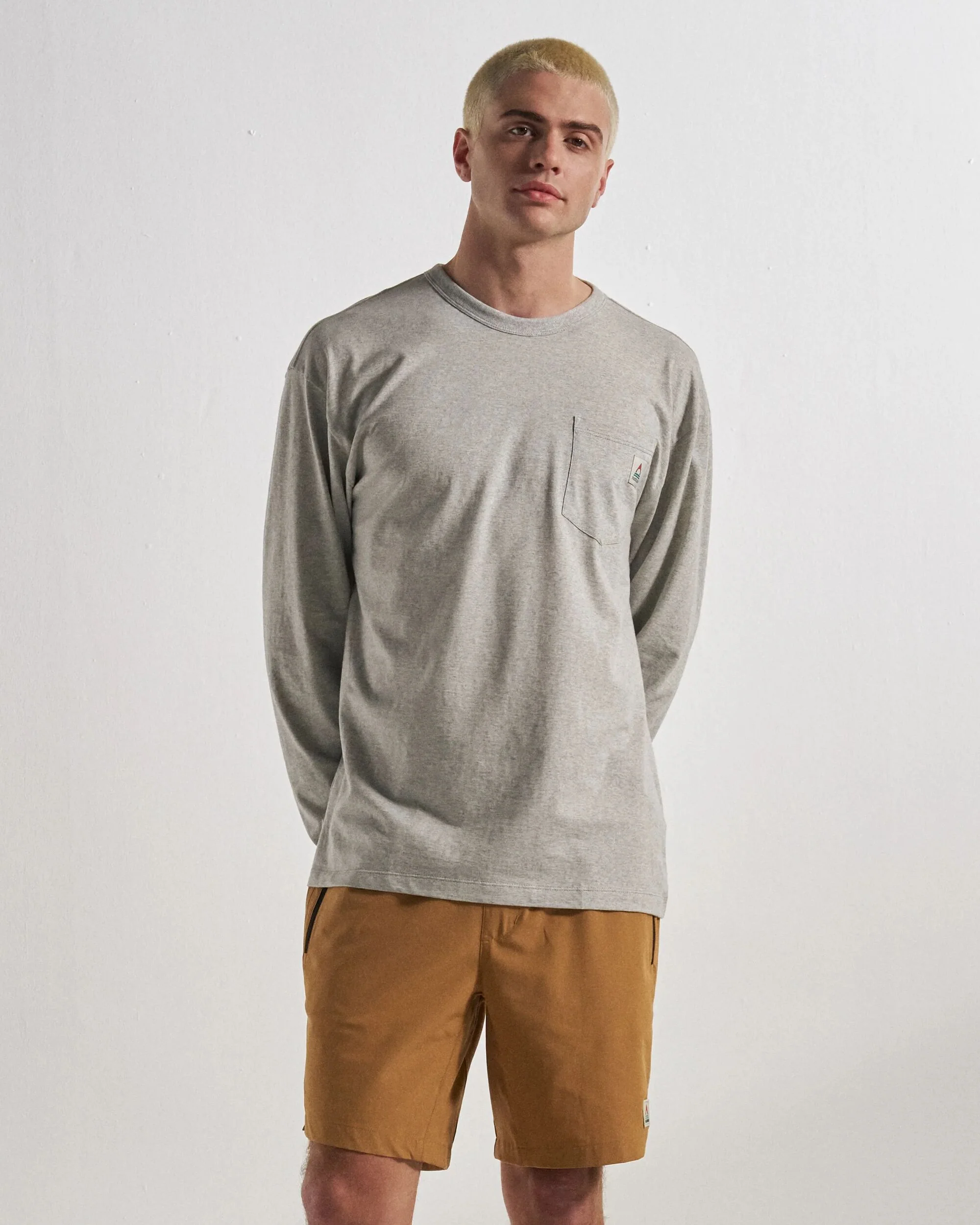 Heritage Organic Relaxed Fit LS T-Shirt - Grey Marl - Image 5