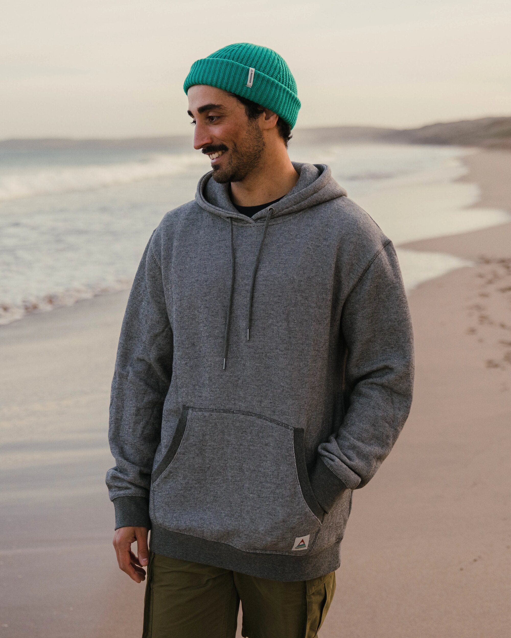 Heritage Textured Relaxed Fit Hoodie - Charcoal - Image 6
