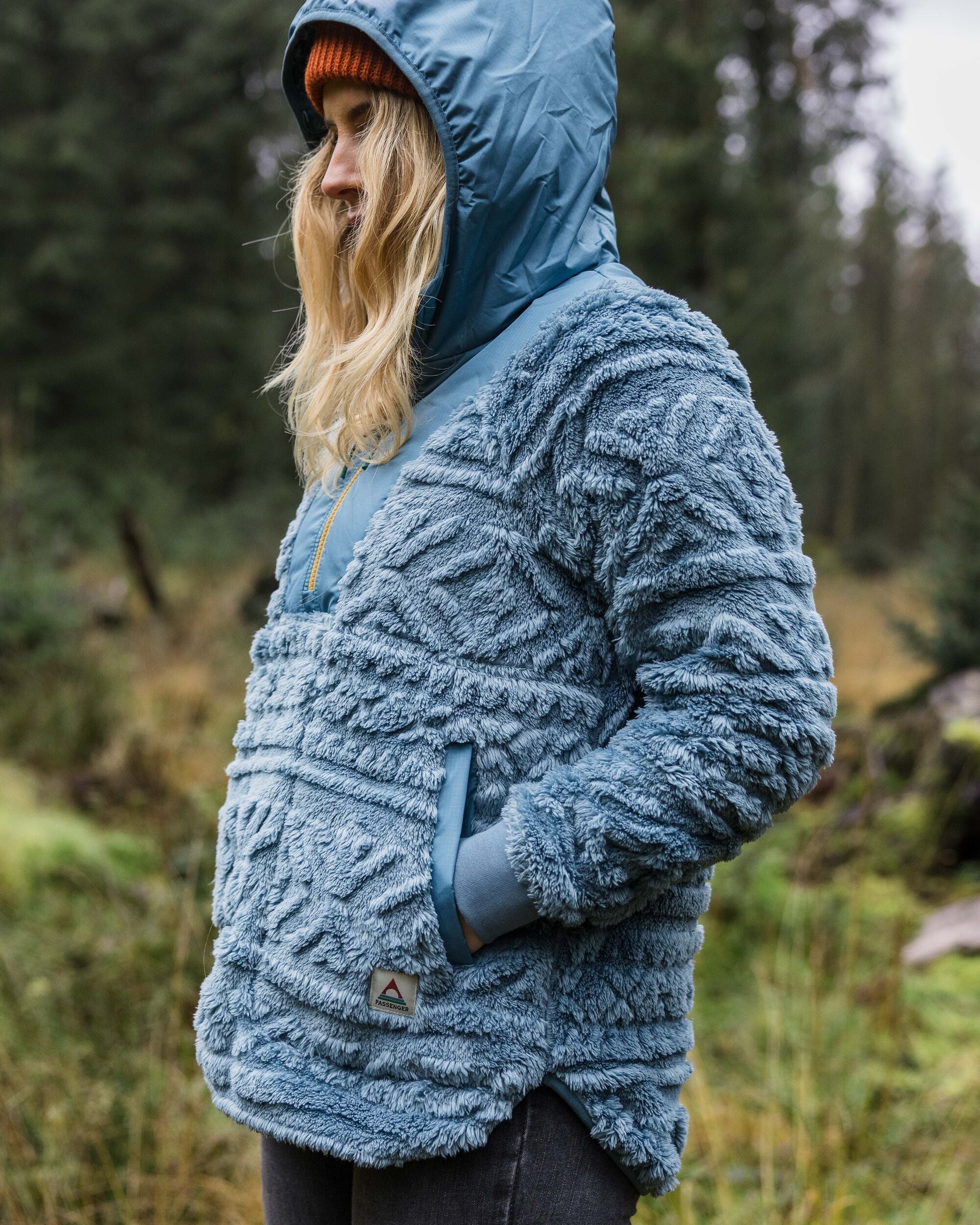 Holistic Sherpa Hooded Fleece - Washed Blue - Image 2