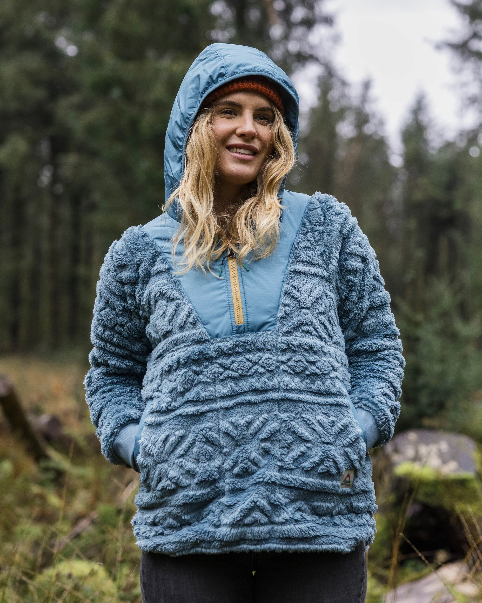Holistic Sherpa Hooded Fleece - Washed Blue - Image 7
