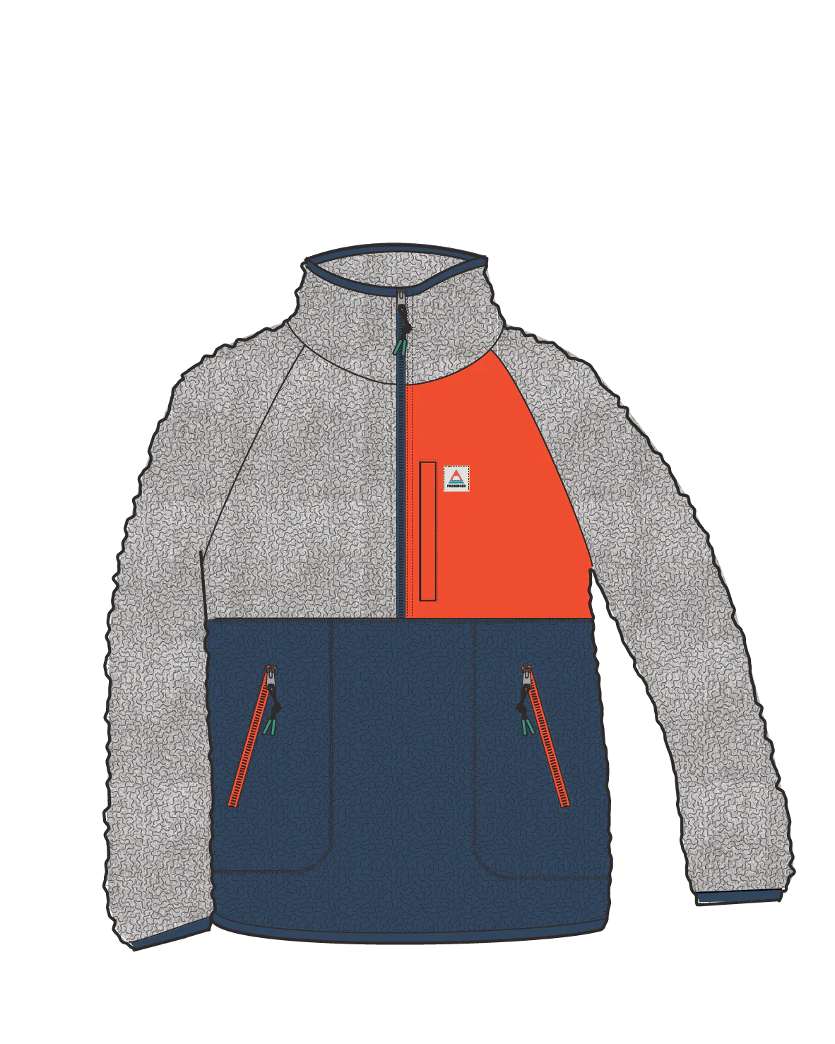 Home Sherpa Fleece - Grey Marl/Dark Denim - Image 11